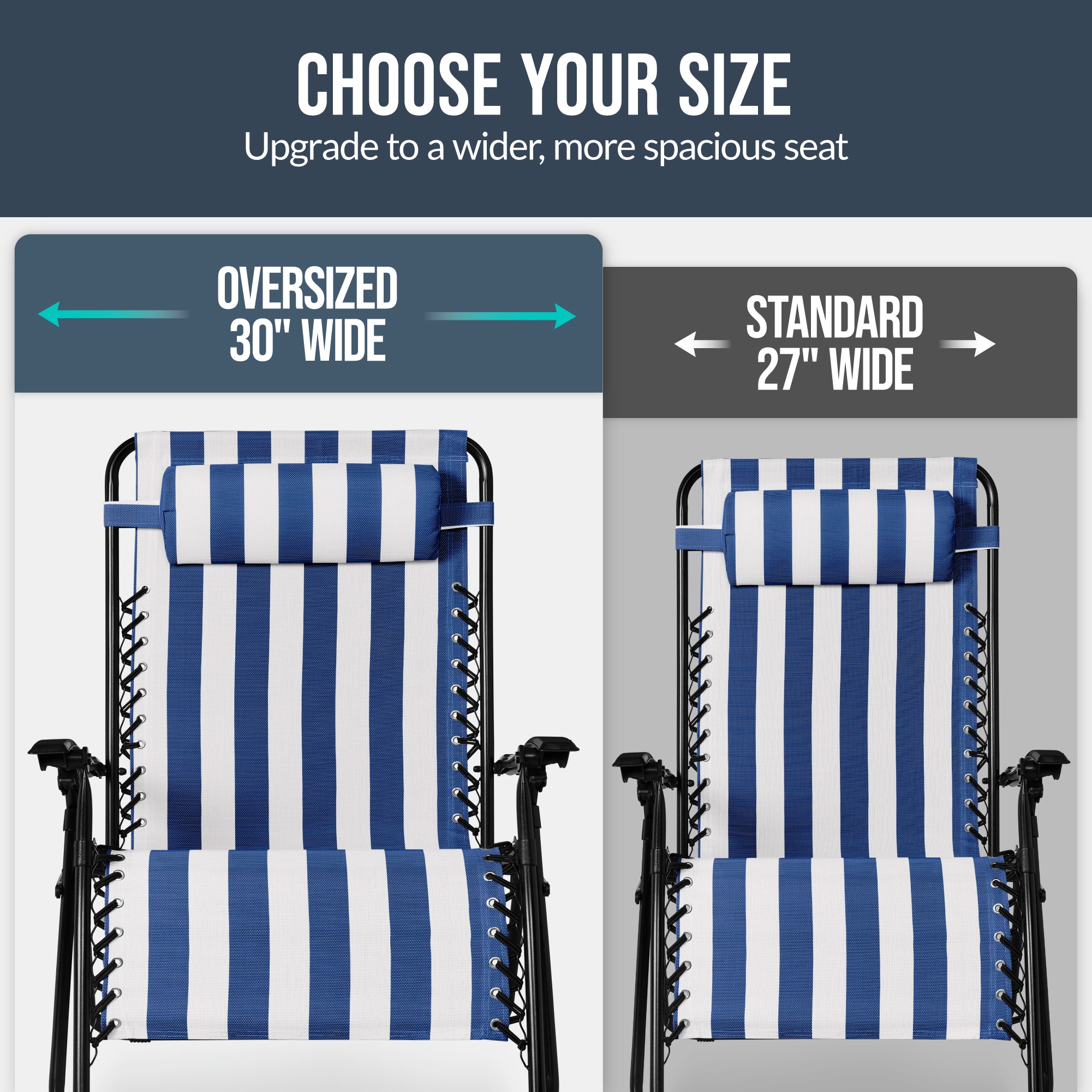 Set of 2 Extra Wide Adjustable Zero Gravity Patio Chair Recliners