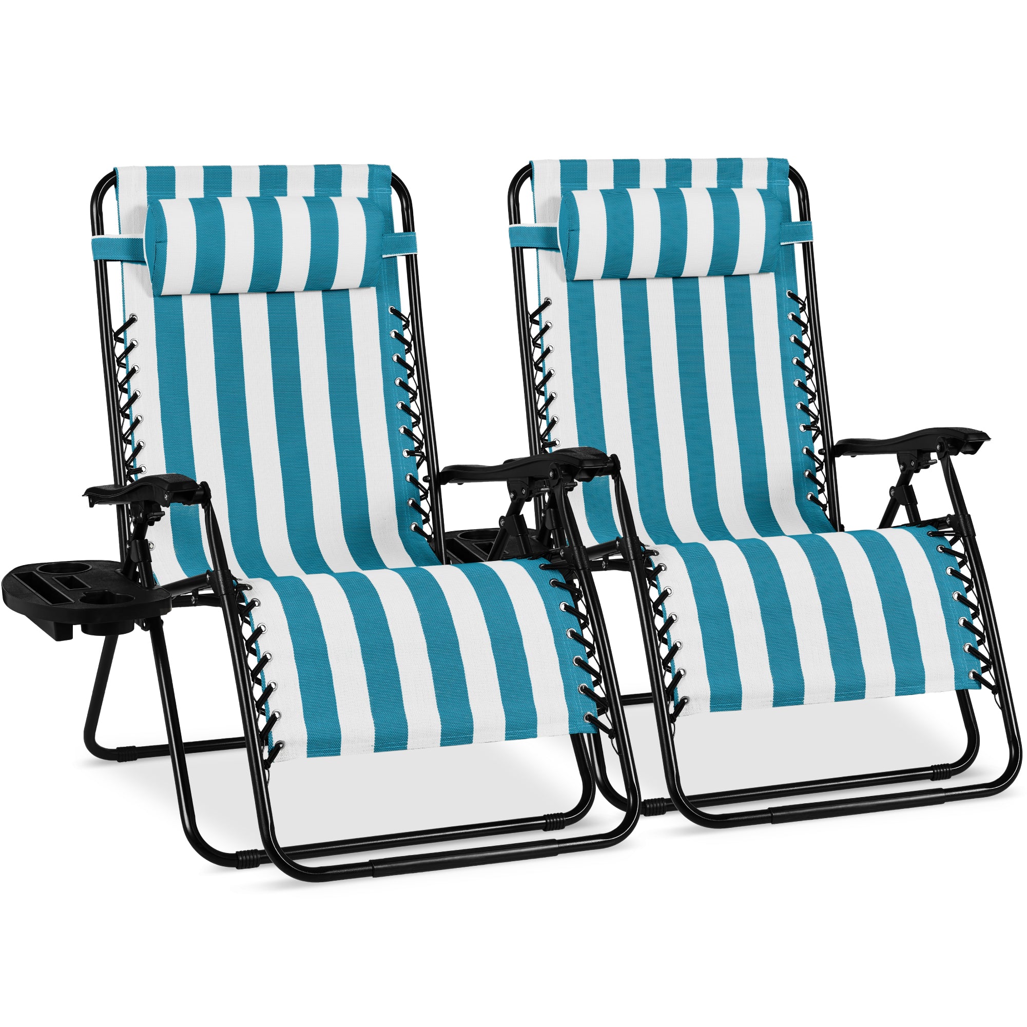 Set of 2 Extra Wide Adjustable Zero Gravity Patio Chair Recliners