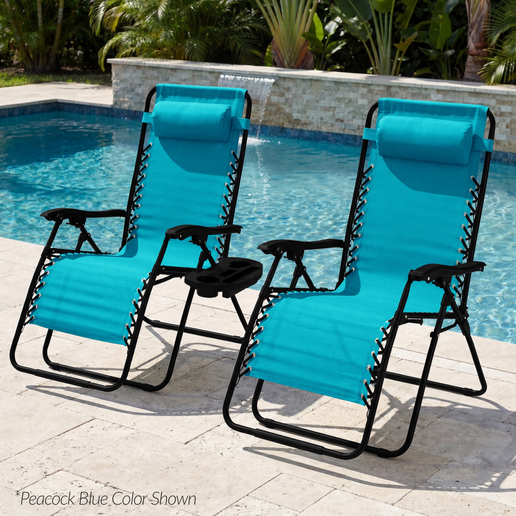 Set of 2 Extra Wide Adjustable Zero Gravity Patio Chair Recliners