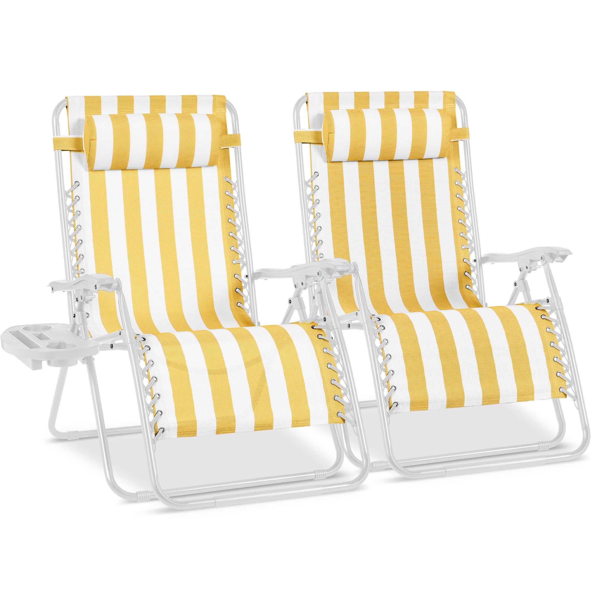 Set of 2 Extra Wide Adjustable Zero Gravity Patio Chair Recliners