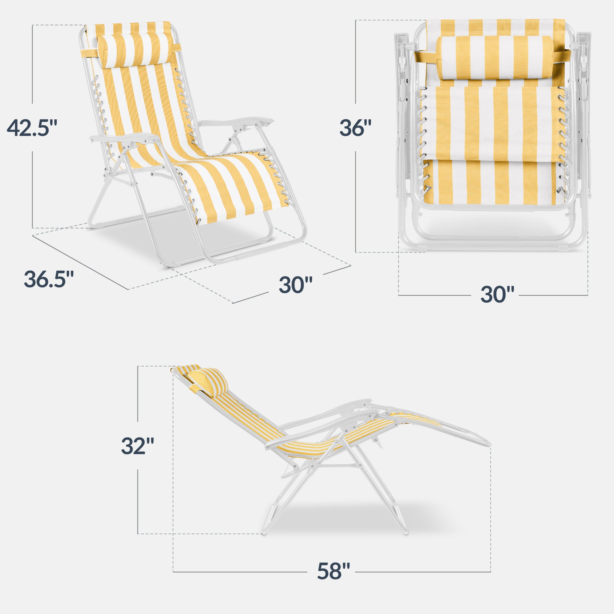 Set of 2 Extra Wide Adjustable Zero Gravity Patio Chair Recliners