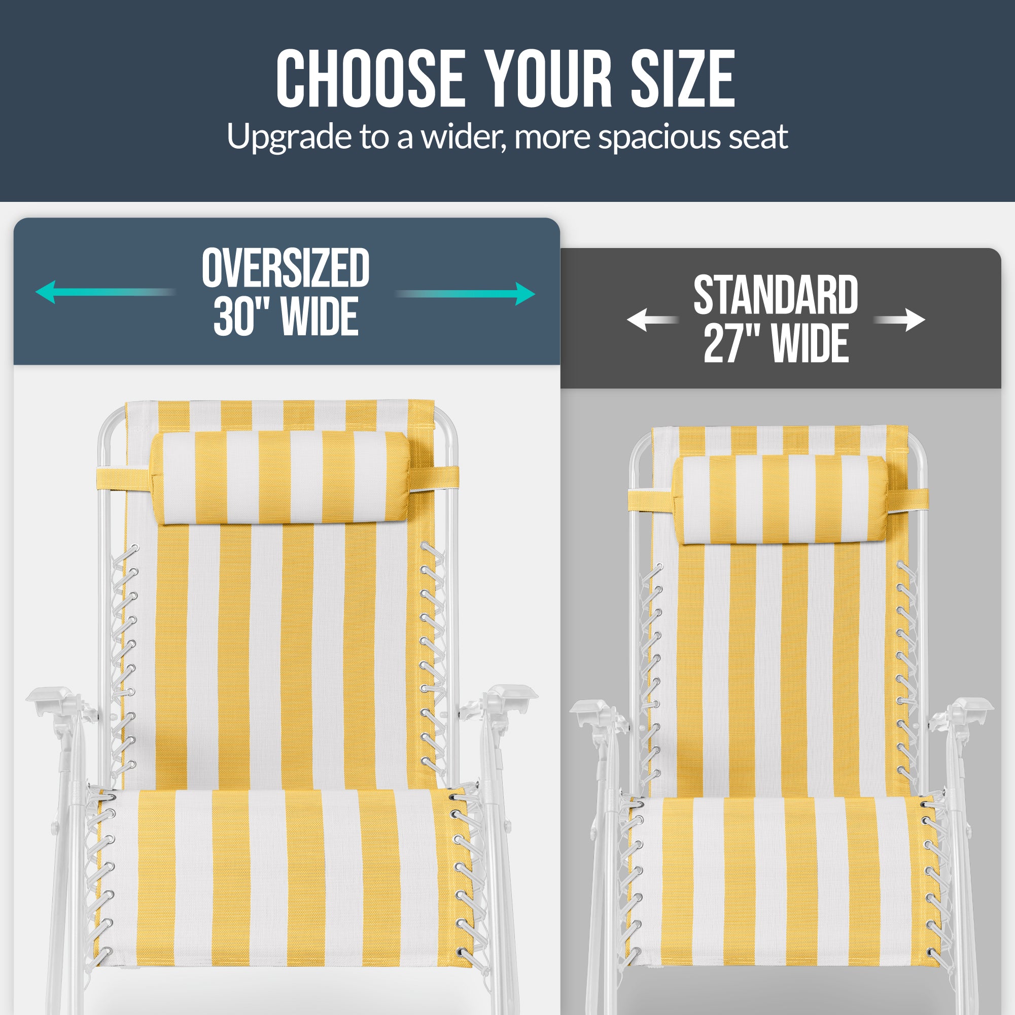 Set of 2 Extra Wide Adjustable Zero Gravity Patio Chair Recliners