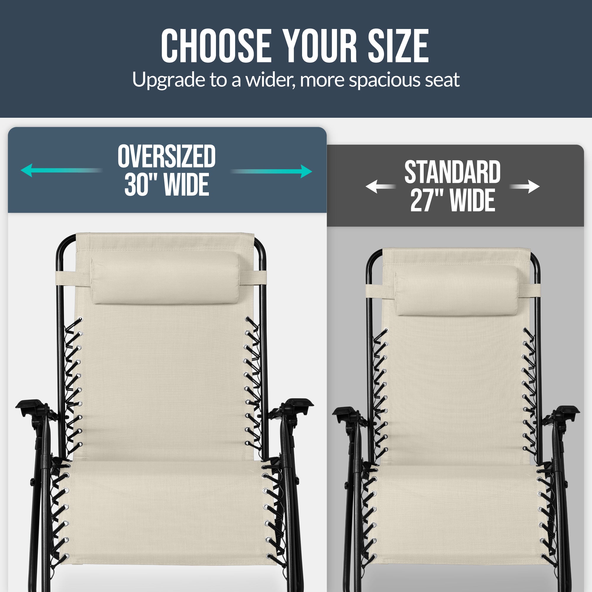 Set of 2 Extra Wide Adjustable Zero Gravity Patio Chair Recliners