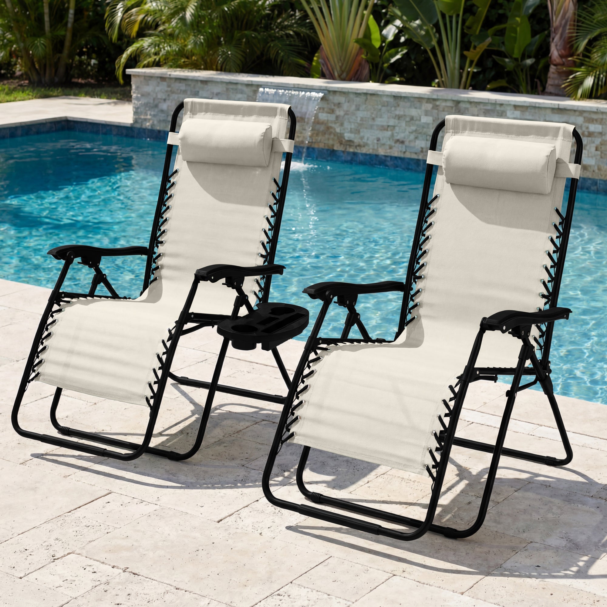 Set of 2 Extra Wide Adjustable Zero Gravity Patio Chair Recliners