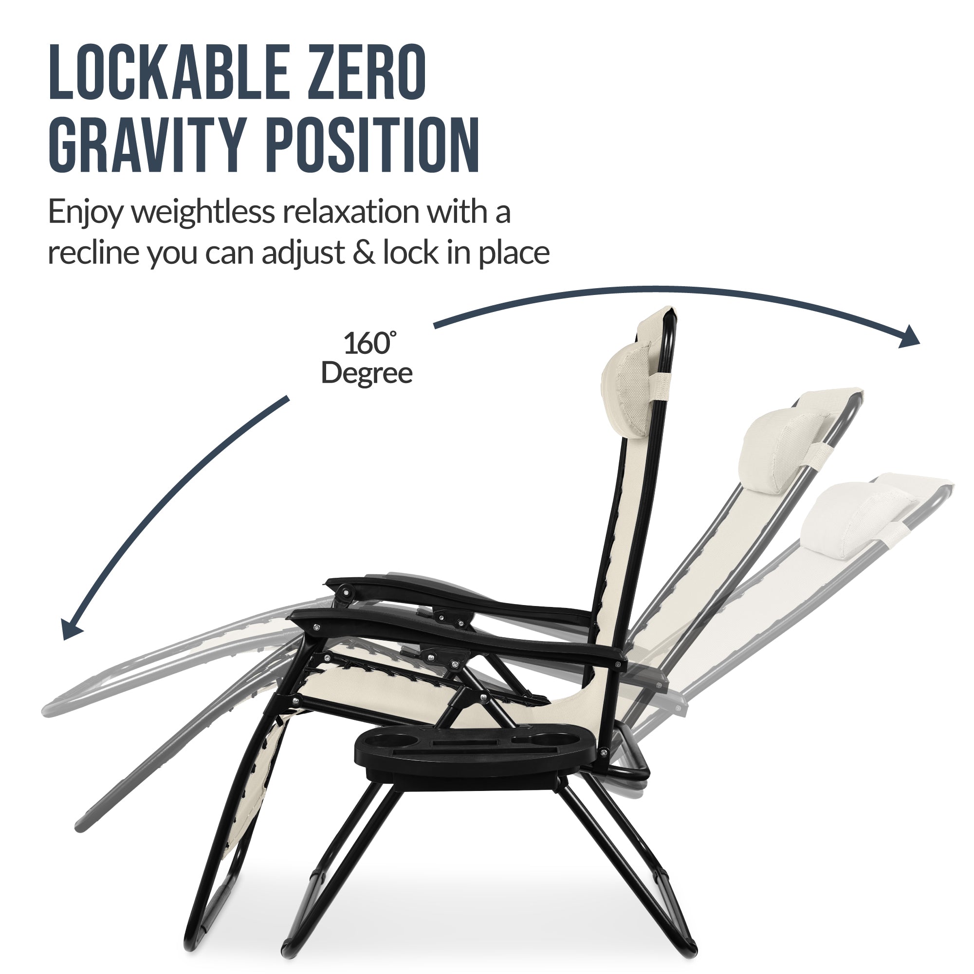 Set of 2 Extra Wide Adjustable Zero Gravity Patio Chair Recliners
