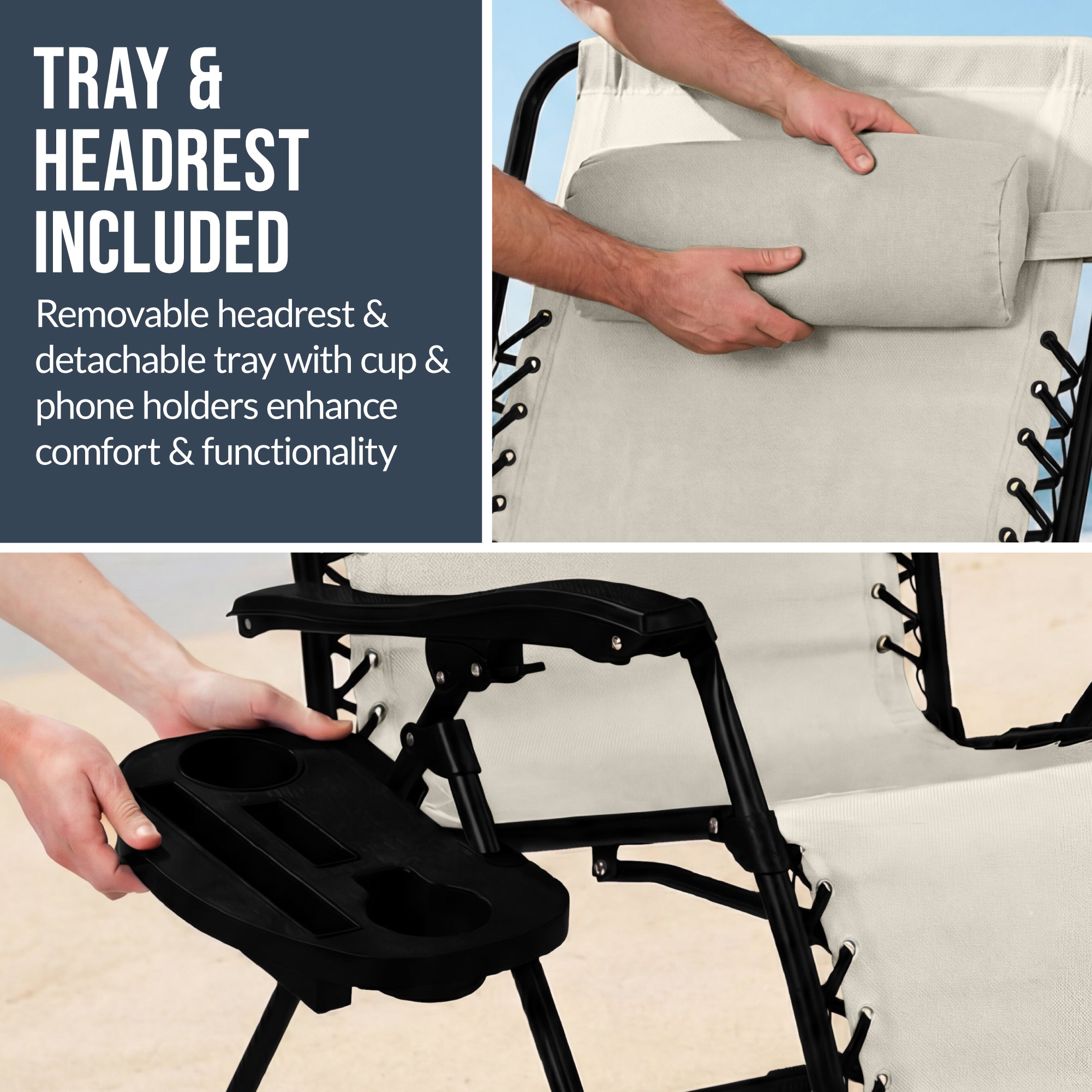 Set of 2 Extra Wide Adjustable Zero Gravity Patio Chair Recliners