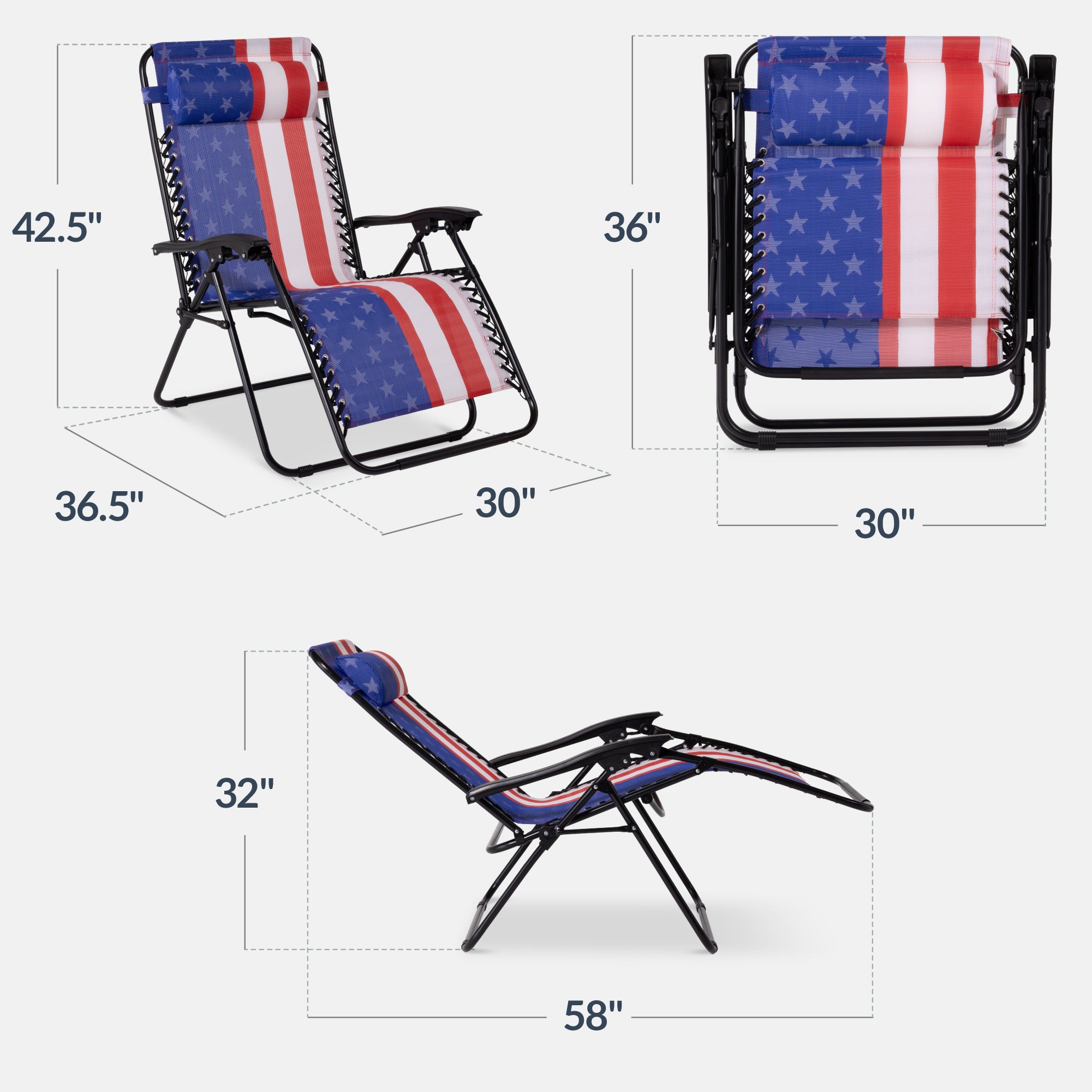 Set of 2 Extra Wide Adjustable Zero Gravity Patio Chair Recliners