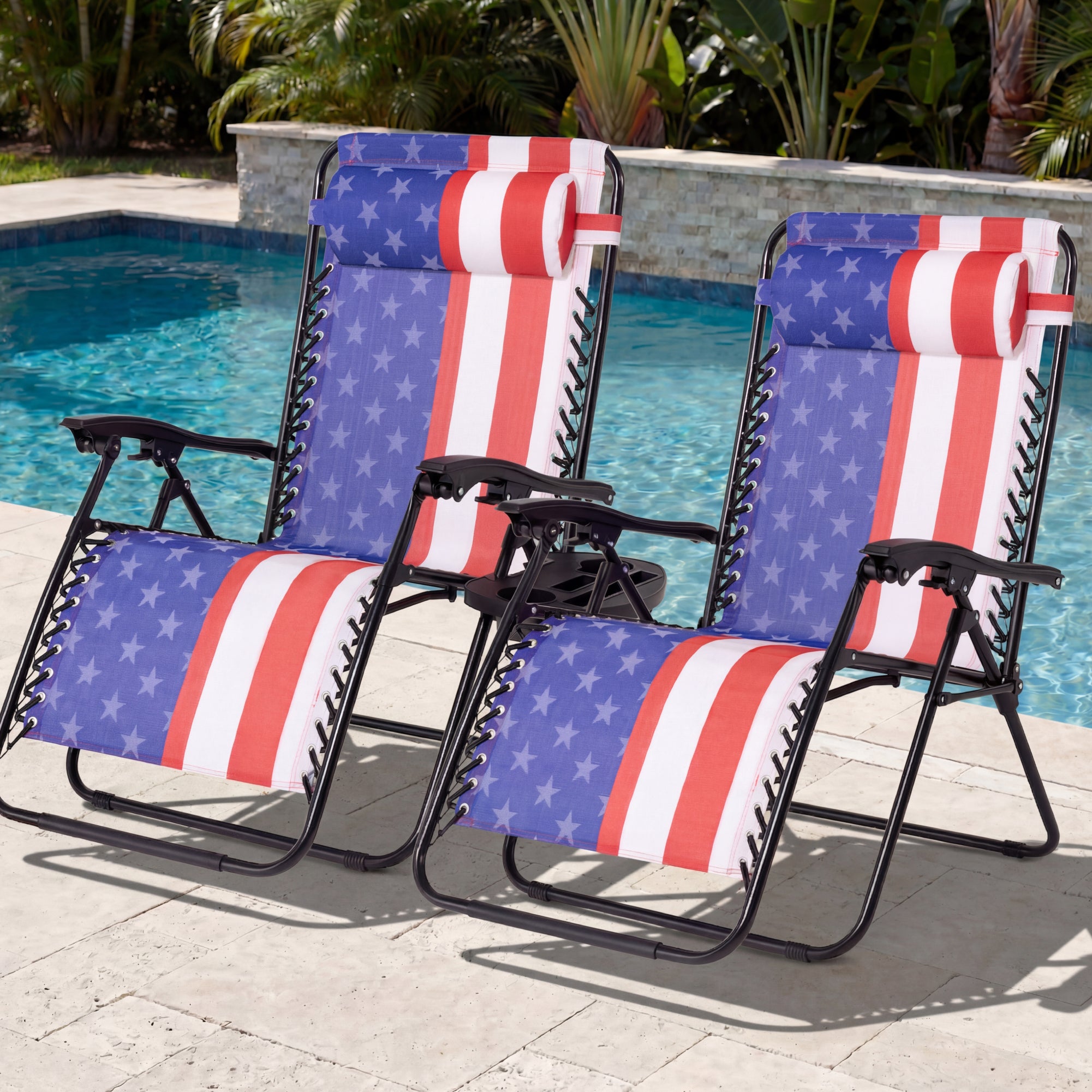 Set of 2 Extra Wide Adjustable Zero Gravity Patio Chair Recliners