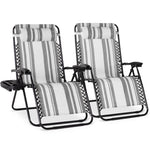 Set of 2 Extra Wide Adjustable Zero Gravity Patio Chair Recliners