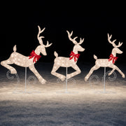 3Pc Lighted 2D 4ft Christmas Galloping Deer Pre-lit Outdoor Reindeer Family