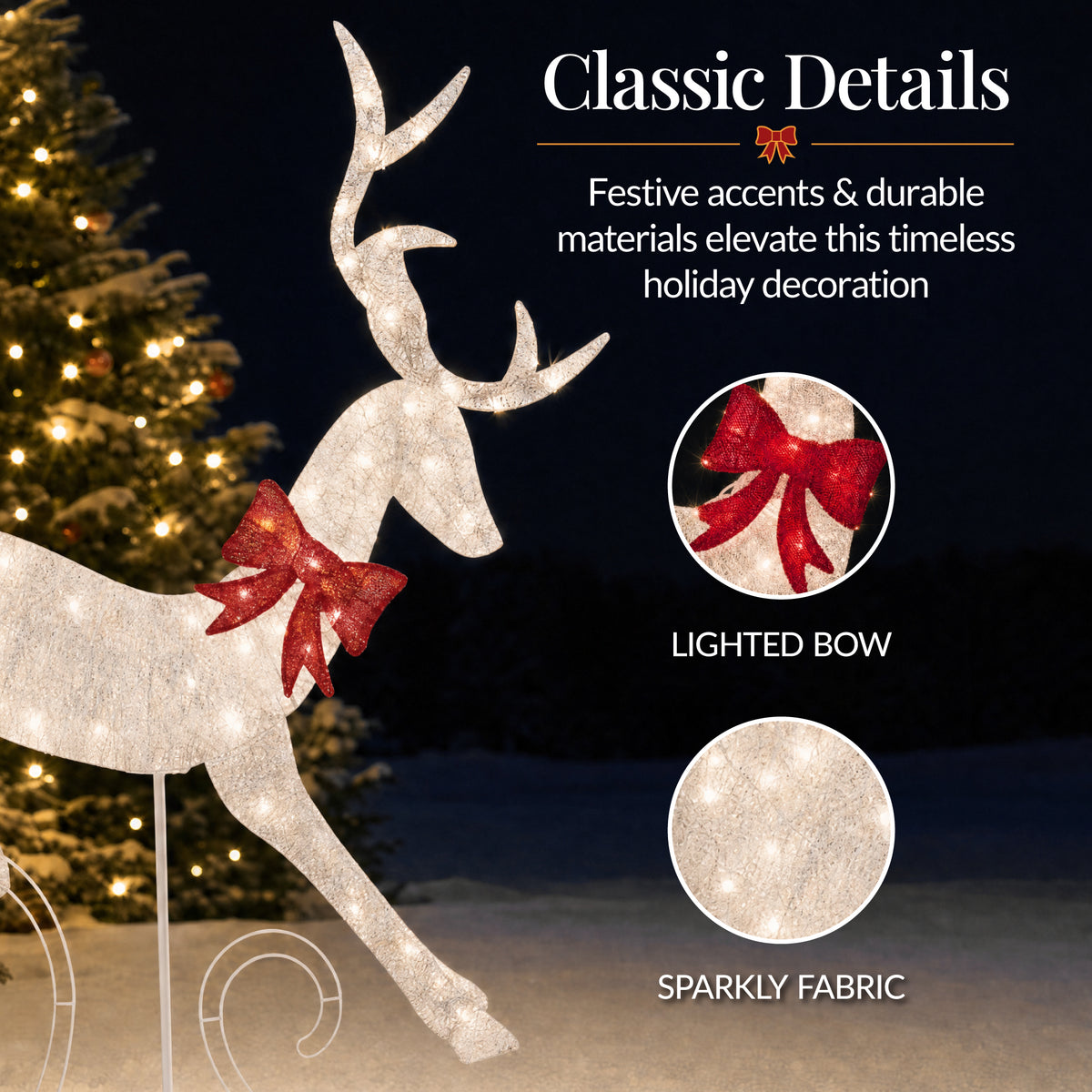 3Pc Lighted 2D 4ft Christmas Galloping Deer Pre-lit Outdoor Reindeer Family