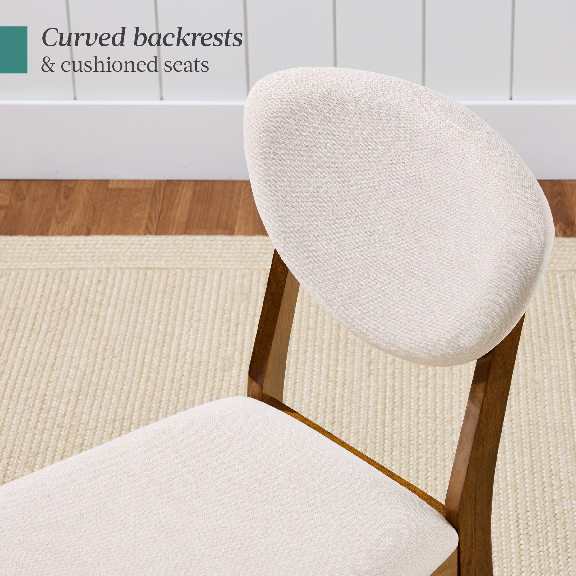 Set of 4 Wooden Dining Chairs, Wood Modern Farmhouse Upholstered Chairs