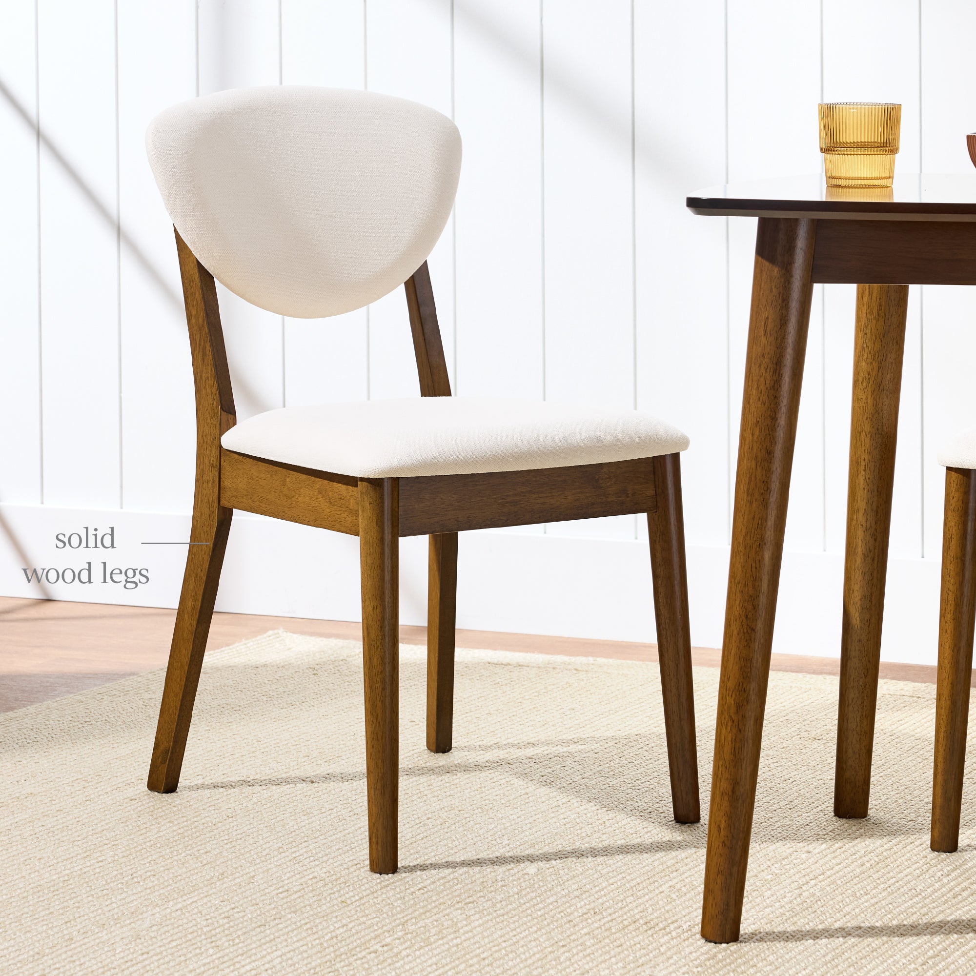 Set of 4 Wooden Dining Chairs, Wood Modern Farmhouse Upholstered Chairs