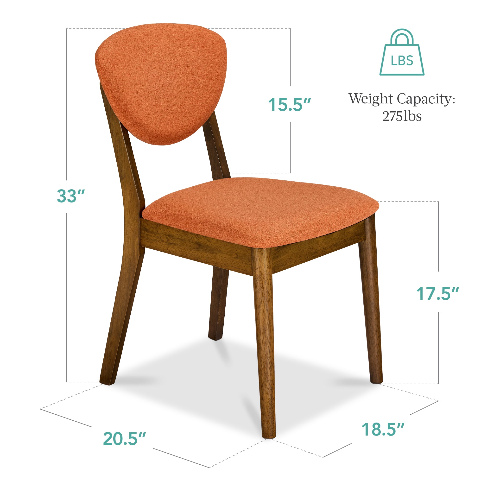 Set of 4 Wooden Dining Chairs, Wood Modern Farmhouse Upholstered Chairs