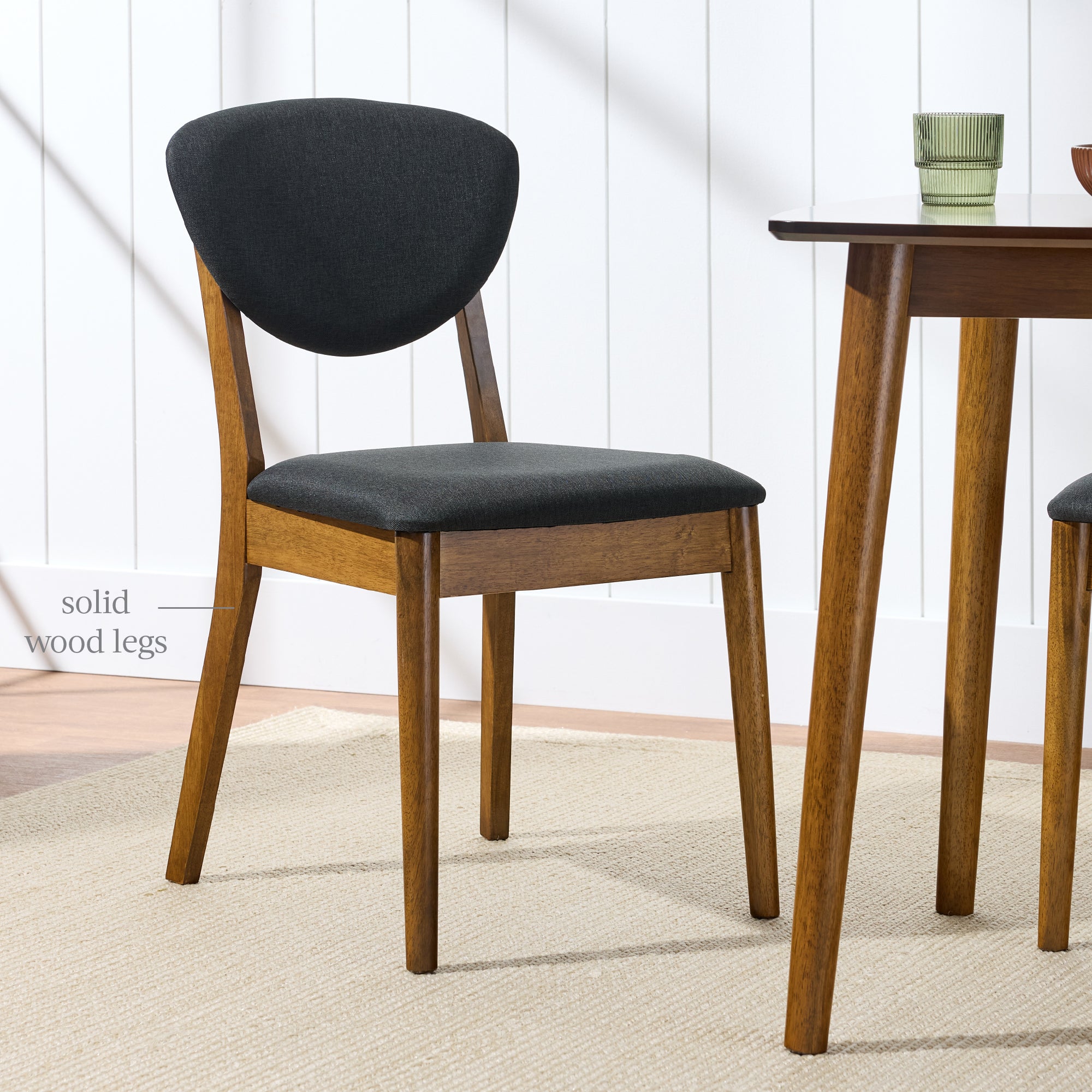 Set of 4 Wooden Dining Chairs, Wood Modern Farmhouse Upholstered Chairs