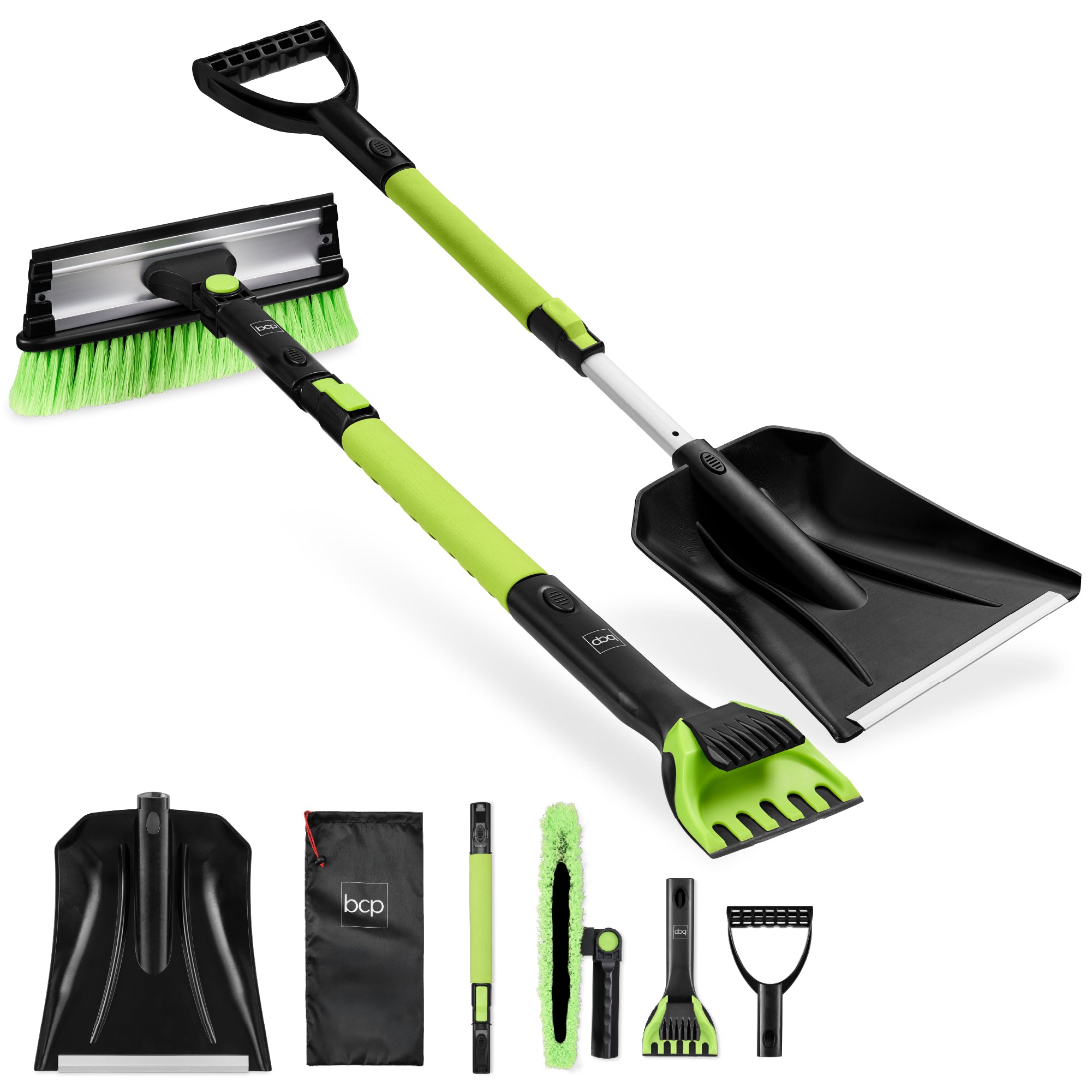 4 in 1 Snow Brush with Shovel, Ice Scraper & Squeegee w/Storage Bag