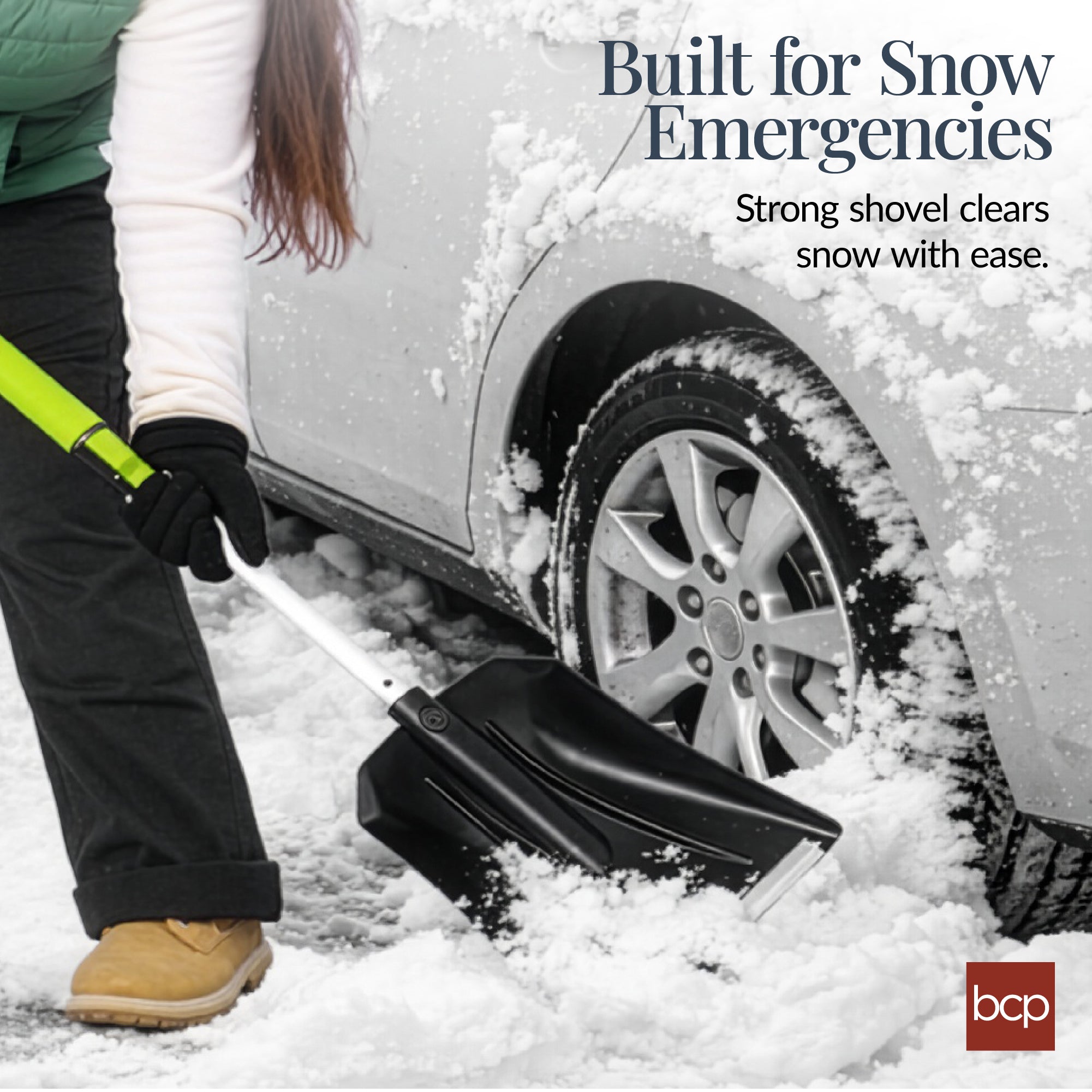 4 in 1 Snow Brush with Shovel, Ice Scraper & Squeegee w/Storage Bag