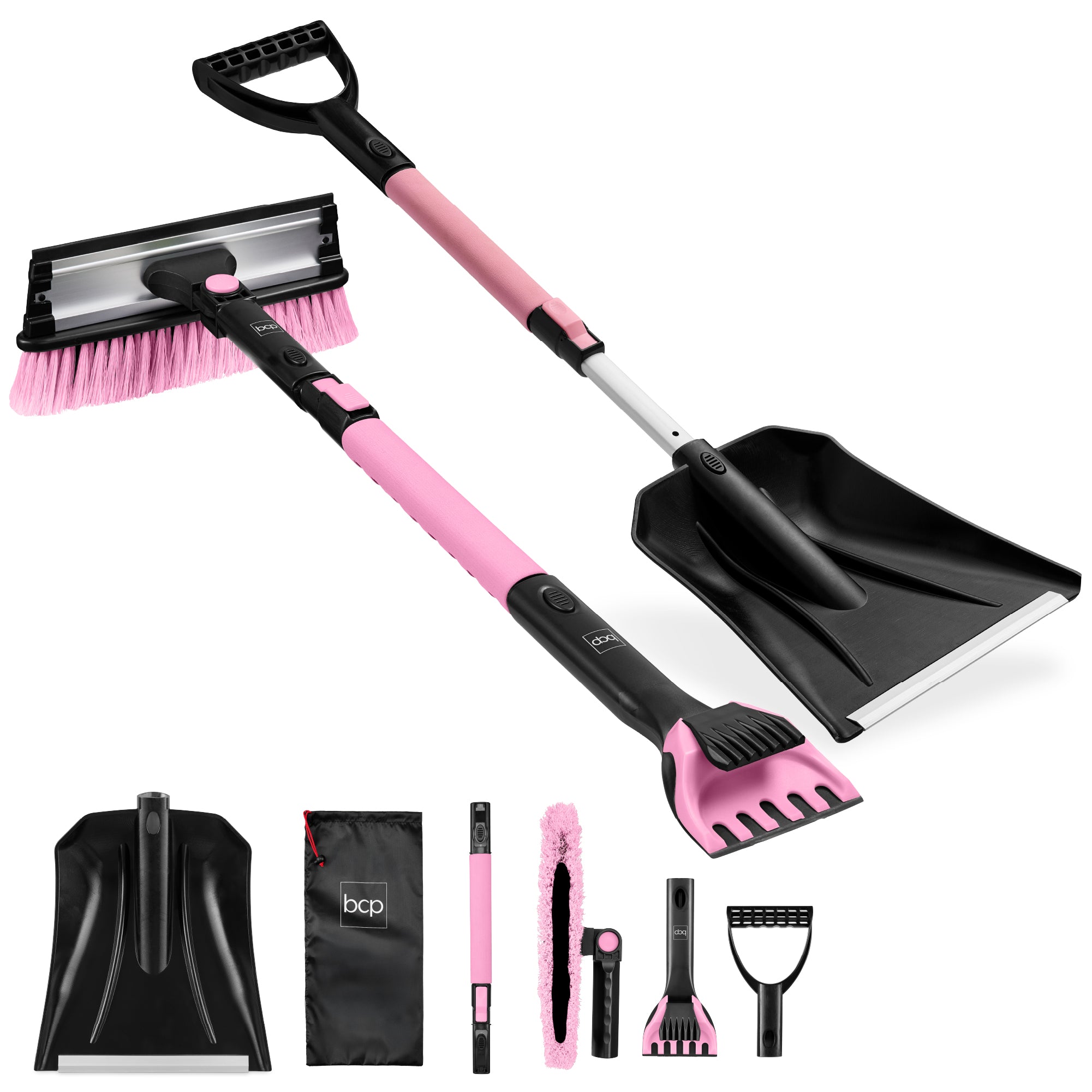 4 in 1 Snow Brush with Shovel, Ice Scraper & Squeegee w/Storage Bag