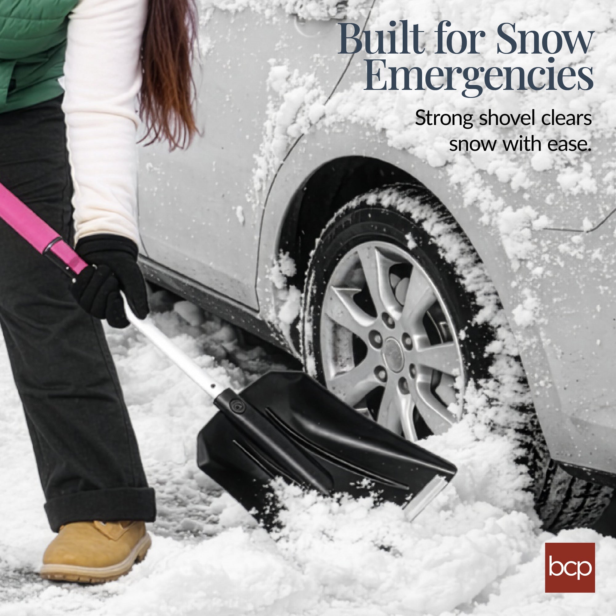 4 in 1 Snow Brush with Shovel, Ice Scraper & Squeegee w/Storage Bag