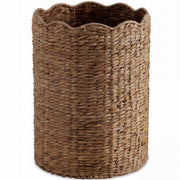 Scalloped Large Round Laundry Hamper, Handwoven Laundry Basket