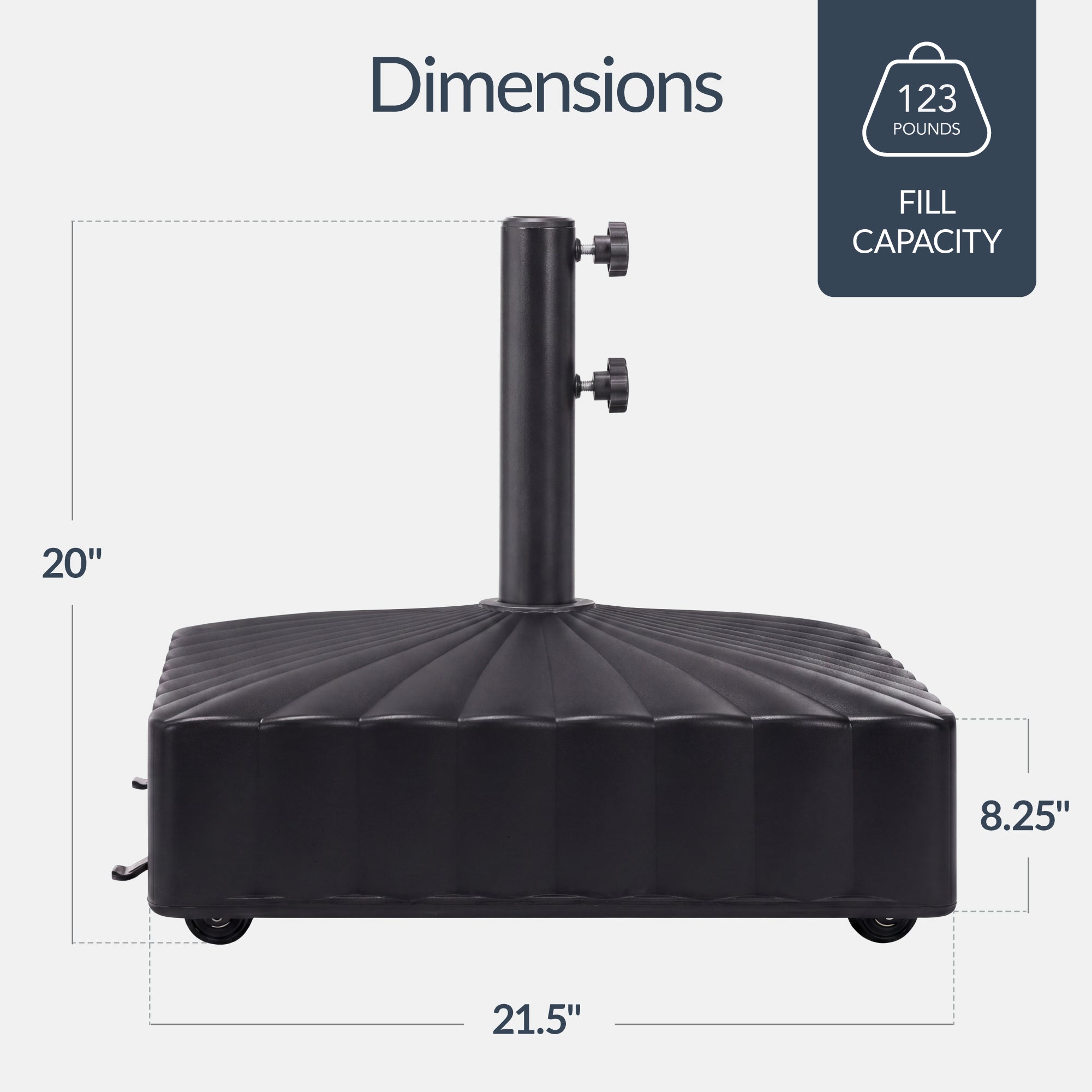 Fillable Mobile Umbrella Base Stand w/ 4 Wheels, 2 Locks, 123lb Capacity