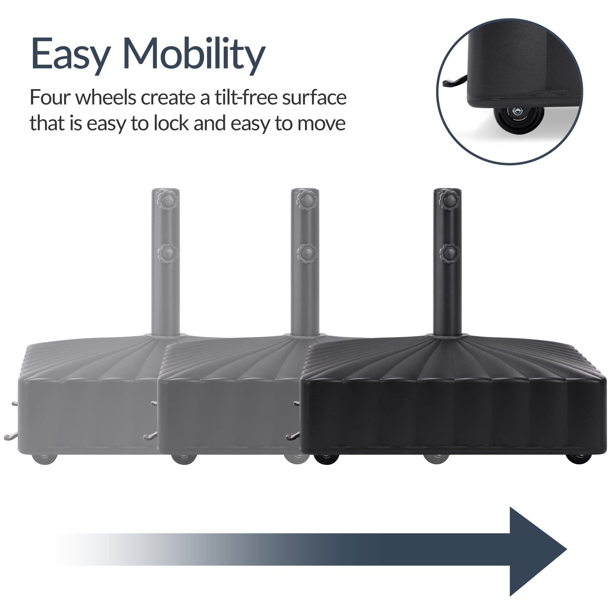 Fillable Mobile Umbrella Base Stand w/ 4 Wheels, 2 Locks, 123lb Capacity