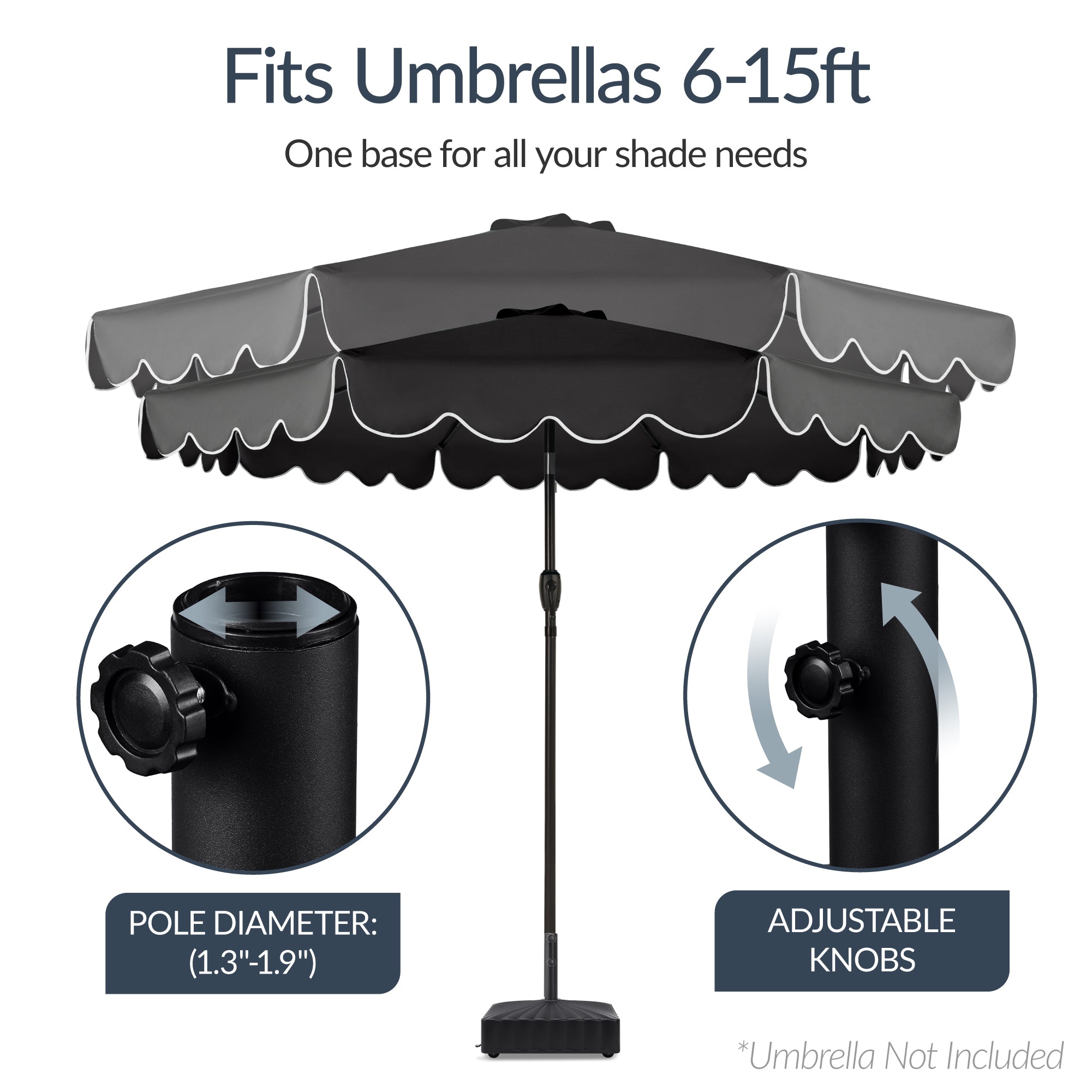 Fillable Mobile Umbrella Base Stand w/ 4 Wheels, 2 Locks, 123lb Capacity
