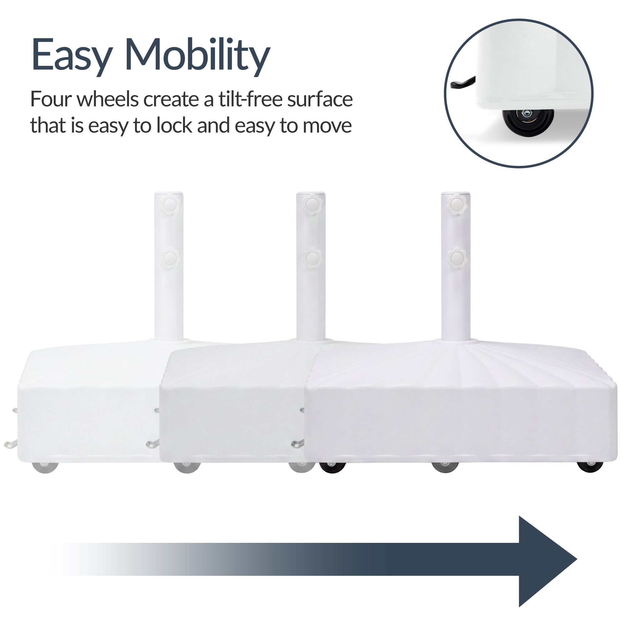 Fillable Mobile Umbrella Base Stand w/ 4 Wheels, 2 Locks, 123lb Capacity