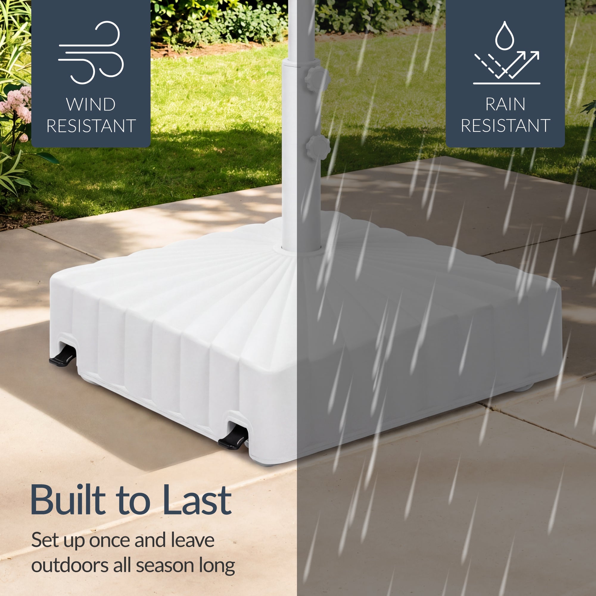 Fillable Mobile Umbrella Base Stand w/ 4 Wheels, 2 Locks, 123lb Capacity