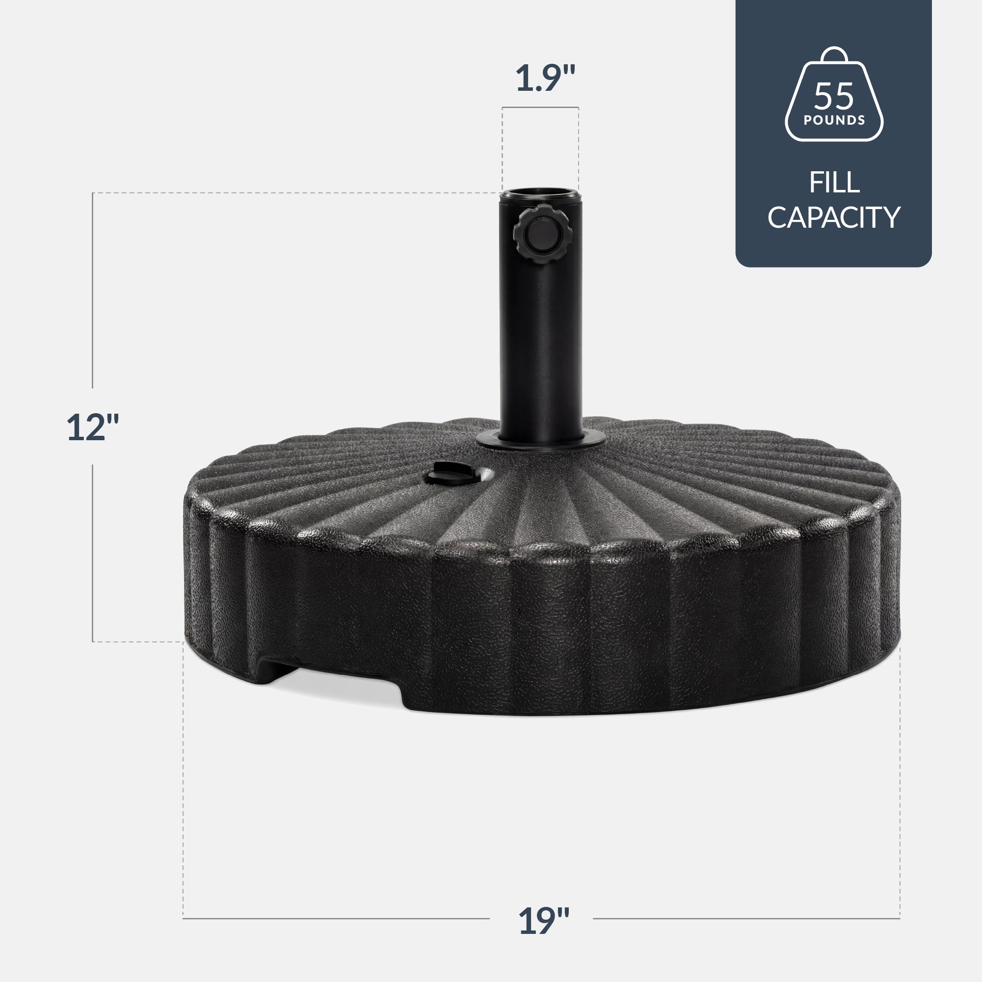 Plastic Patio Umbrella Base Pole Holder Accessory w/ 2 Adjustable Knobs