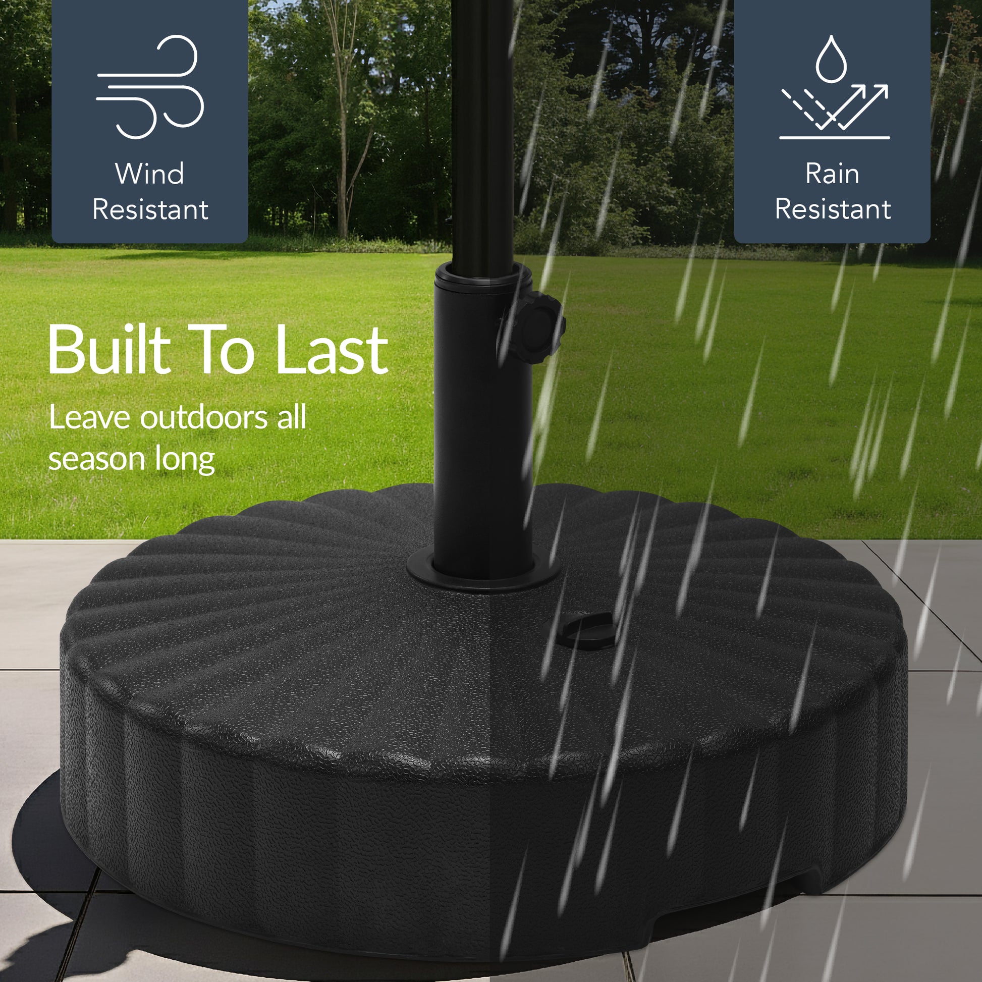 Plastic Patio Umbrella Base Pole Holder Accessory w/ 2 Adjustable Knob – Best Choice Products