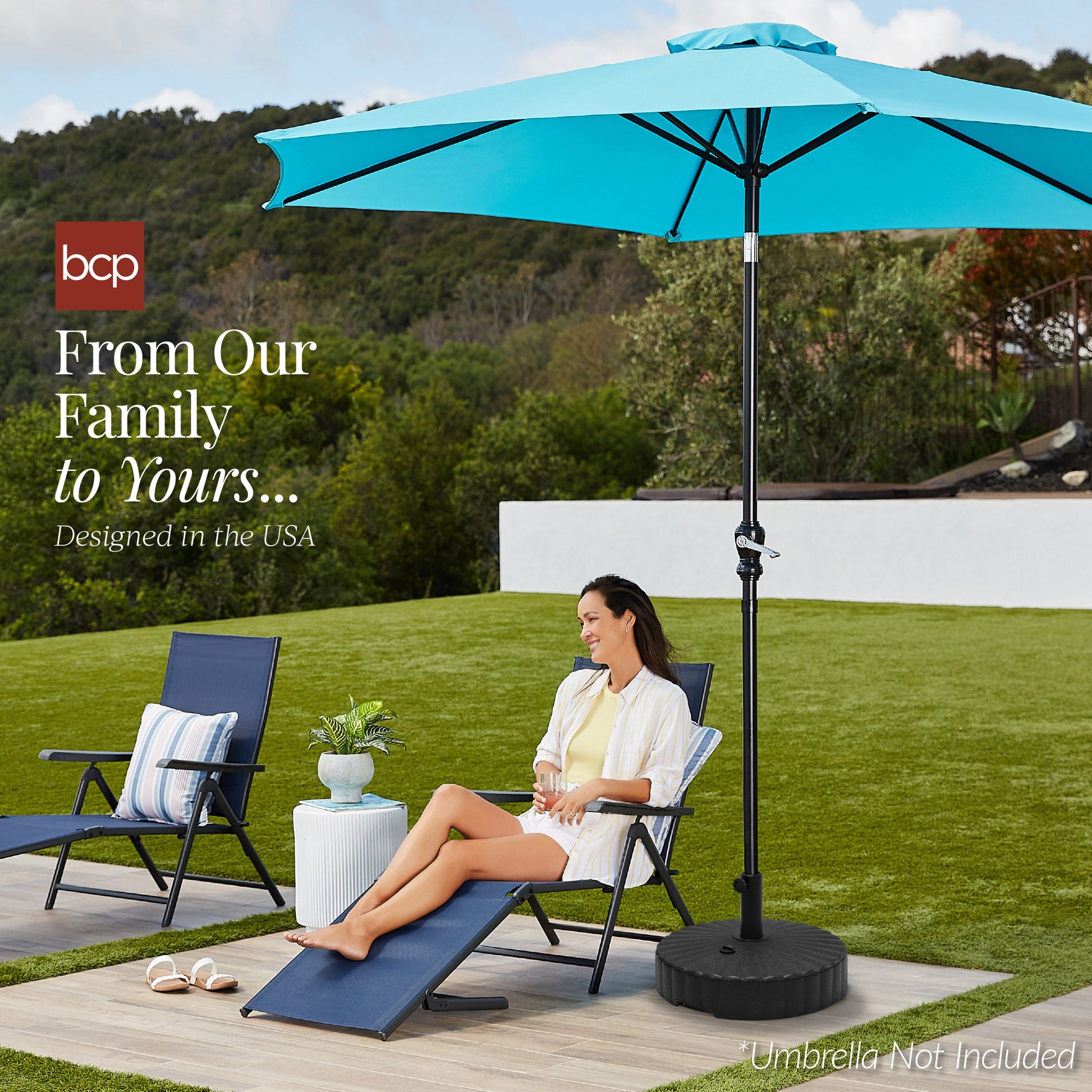 Plastic Patio Umbrella Base Pole Holder Accessory w/ 2 Adjustable Knob – Best Choice Products