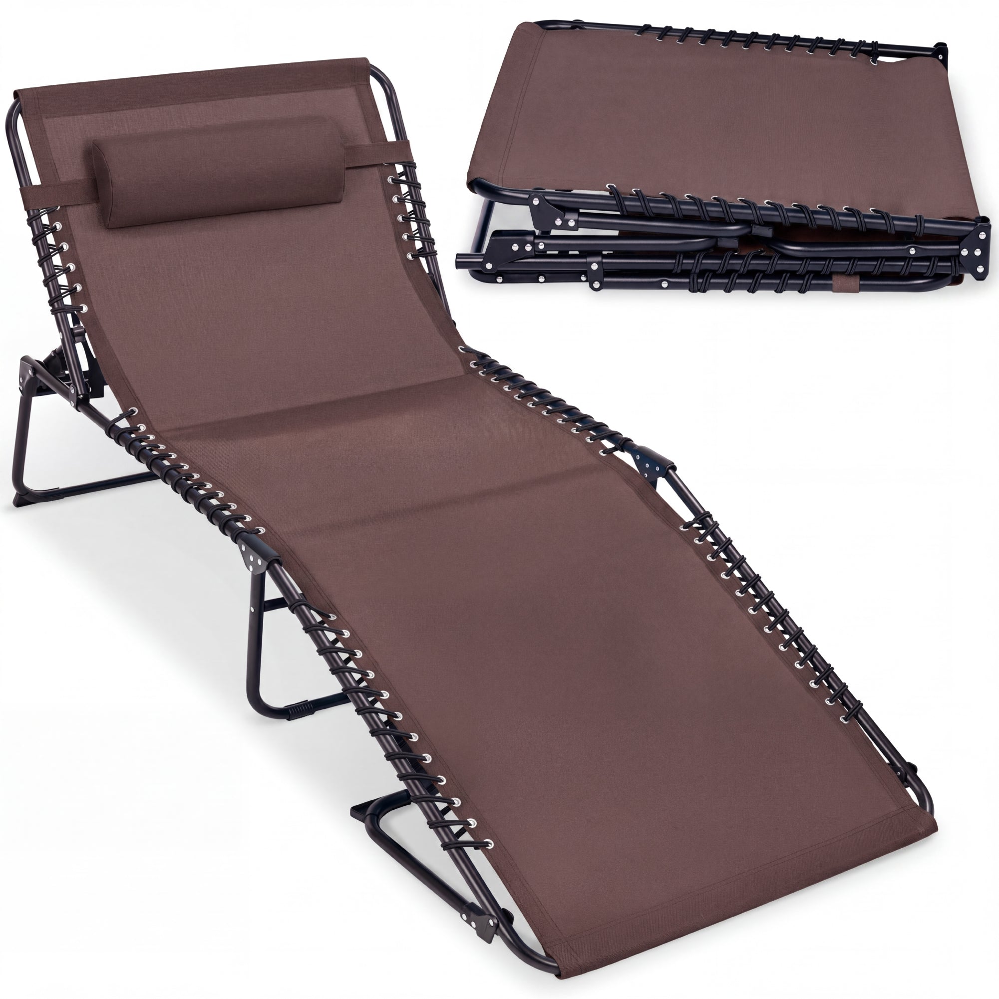 Extra Wide Patio Chaise Lounge Chair, Portable Folding Recliner