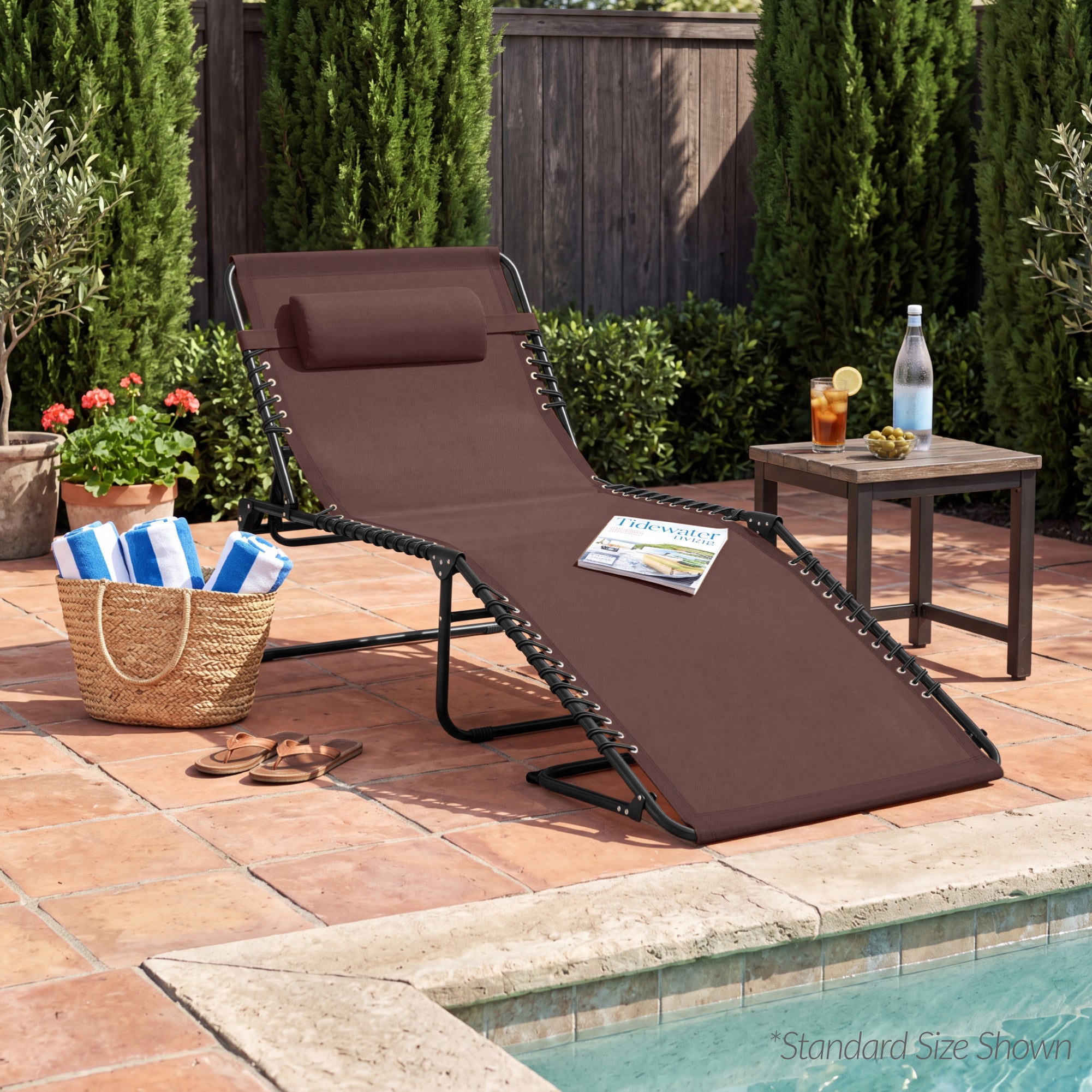 Extra Wide Patio Chaise Lounge Chair, Portable Folding Recliner