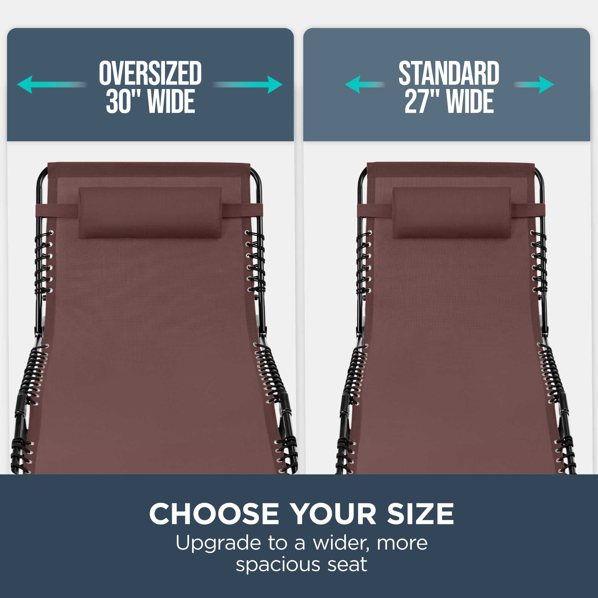 Extra Wide Patio Chaise Lounge Chair, Portable Folding Recliner