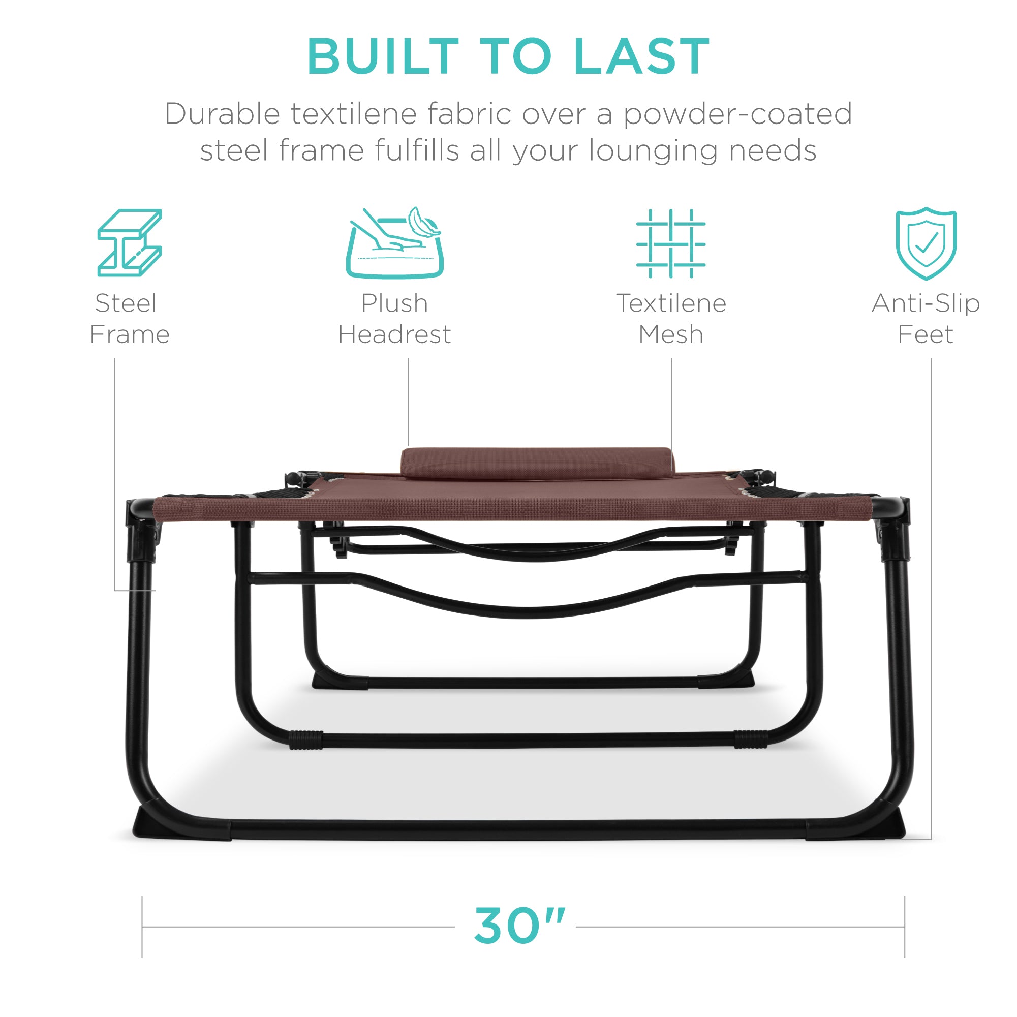 Extra Wide Patio Chaise Lounge Chair, Portable Folding Recliner