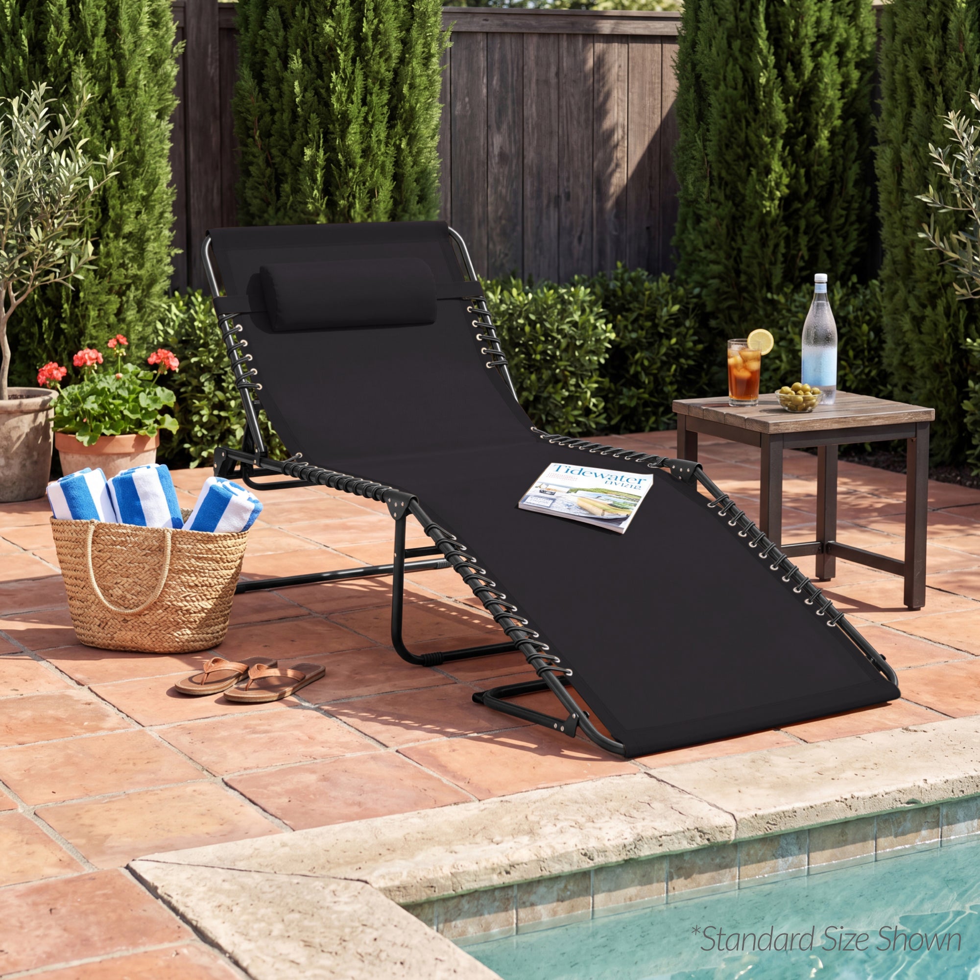 Extra Wide Patio Chaise Lounge Chair, Portable Folding Recliner