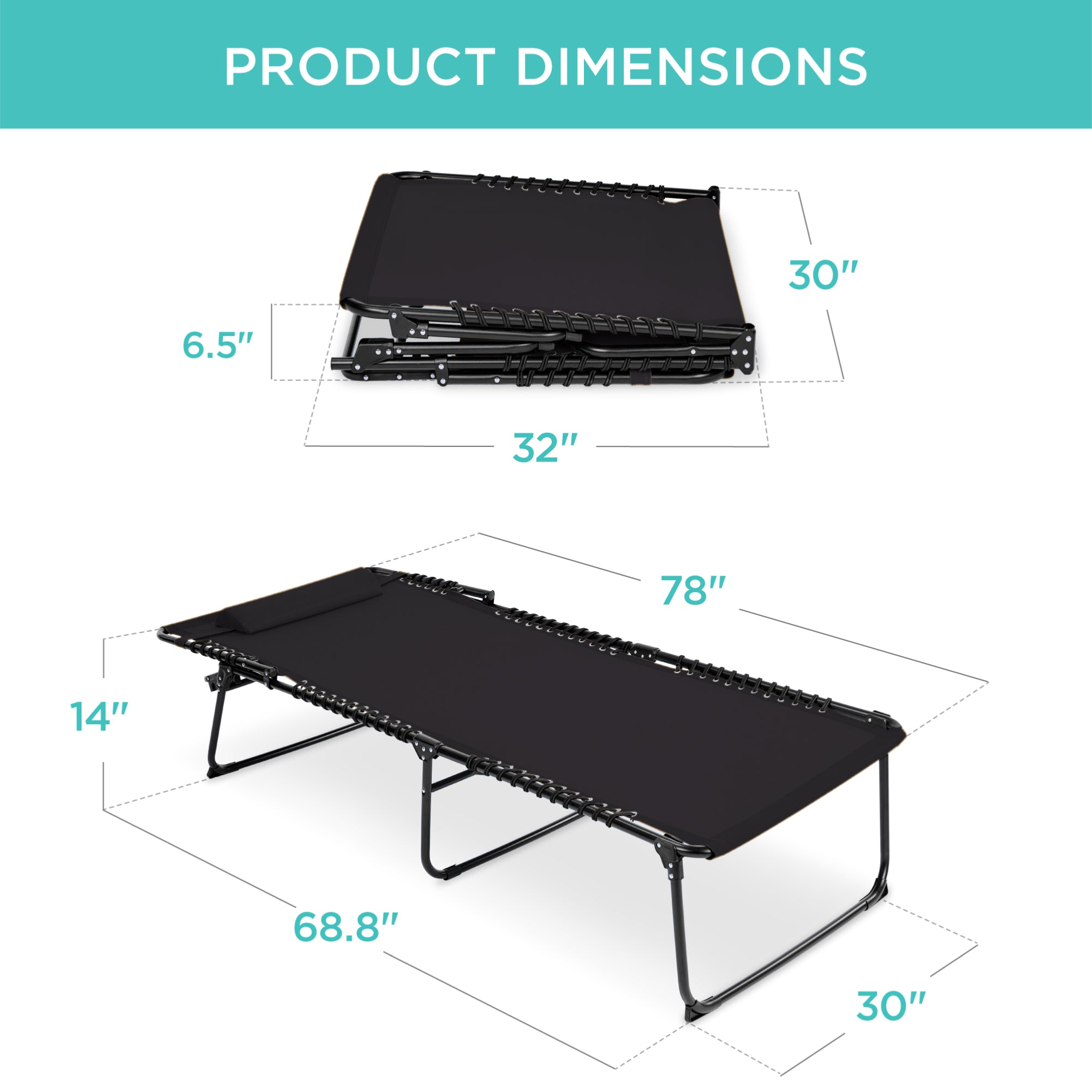 Extra Wide Patio Chaise Lounge Chair, Portable Folding Recliner