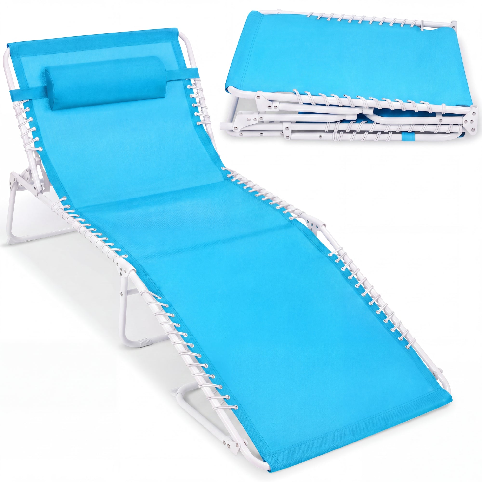 Extra Wide Patio Chaise Lounge Chair, Portable Folding Recliner