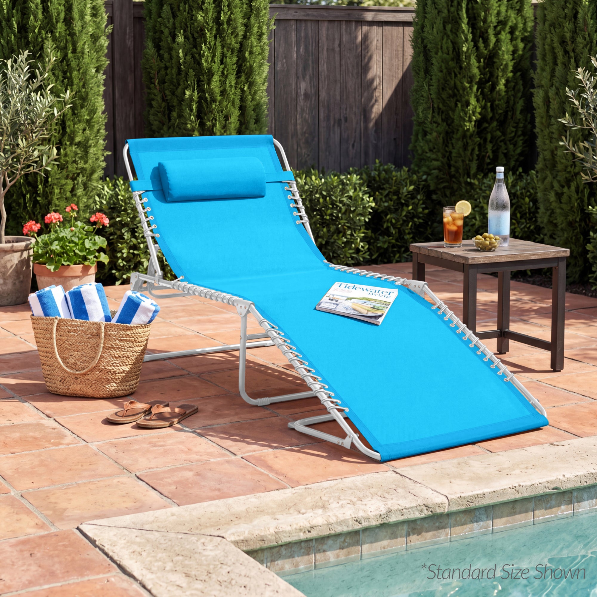 Extra Wide Patio Chaise Lounge Chair, Portable Folding Recliner