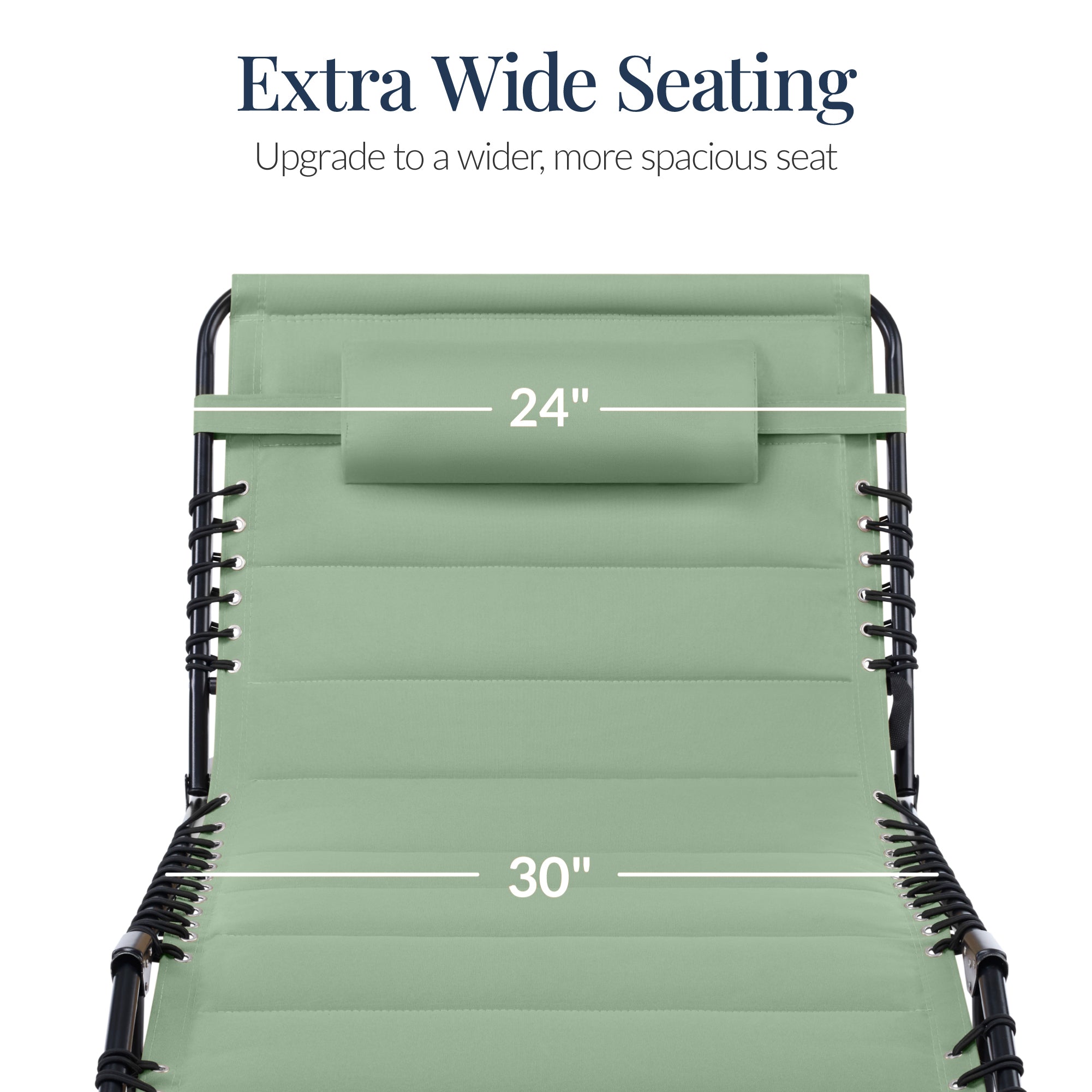 Extra Wide Padded Patio Chaise Lounge Chair, Portable Recliner 8 Positions