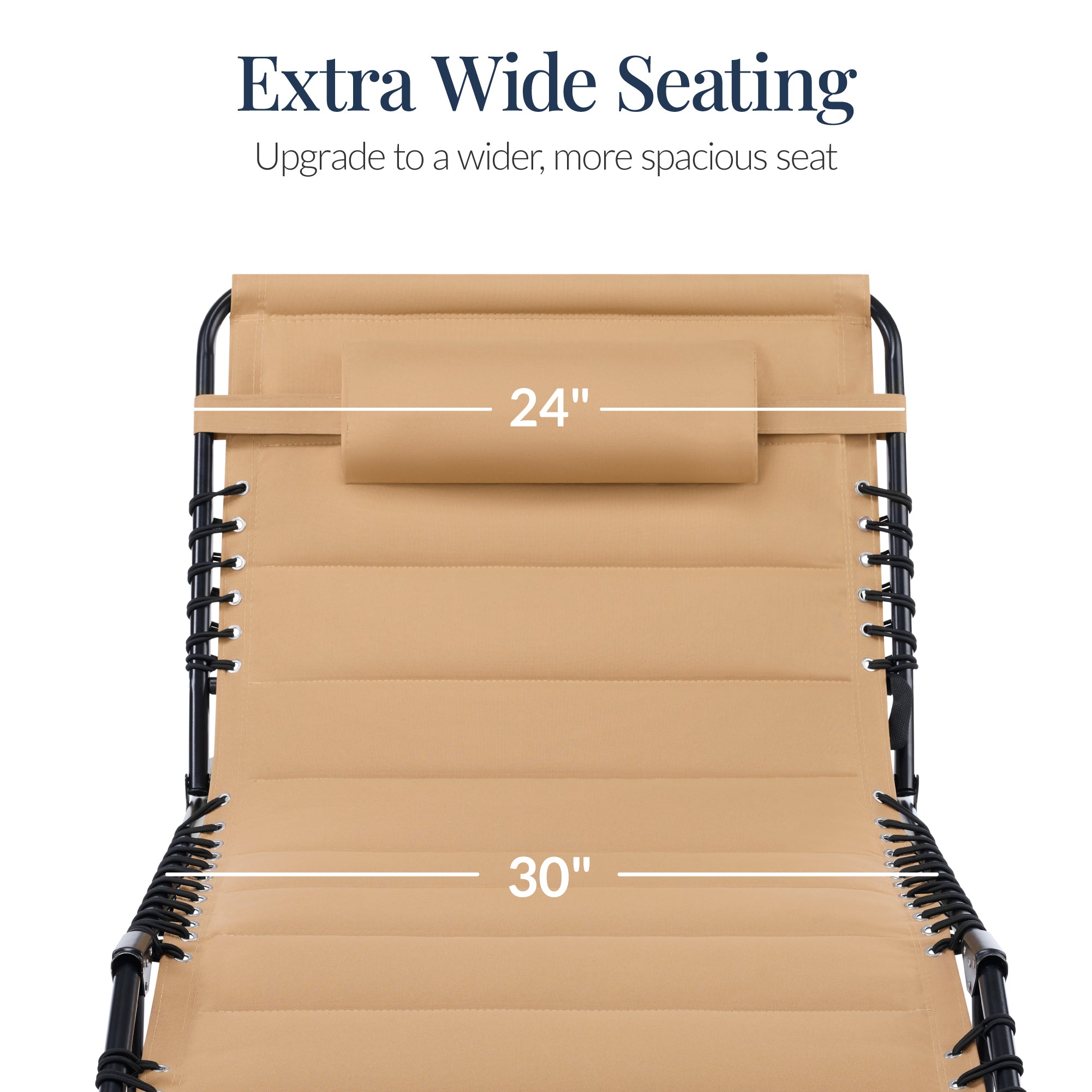 Extra Wide Padded Patio Chaise Lounge Chair, Portable Recliner 8 Positions