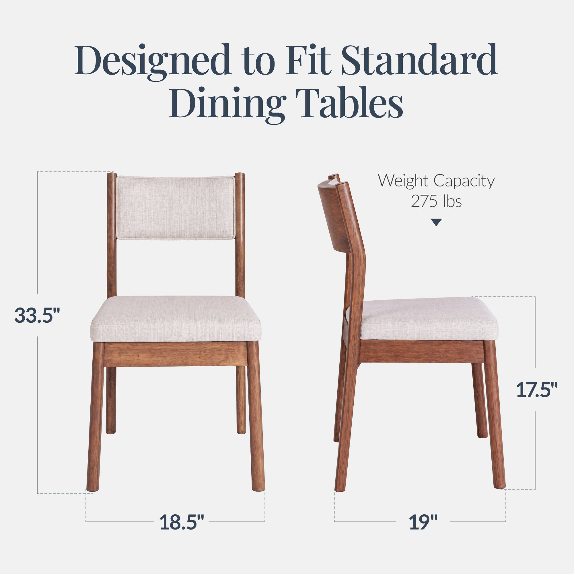Dining Chairs Set of 2, Modern Solid Wood & Upholstered Dining Chairs