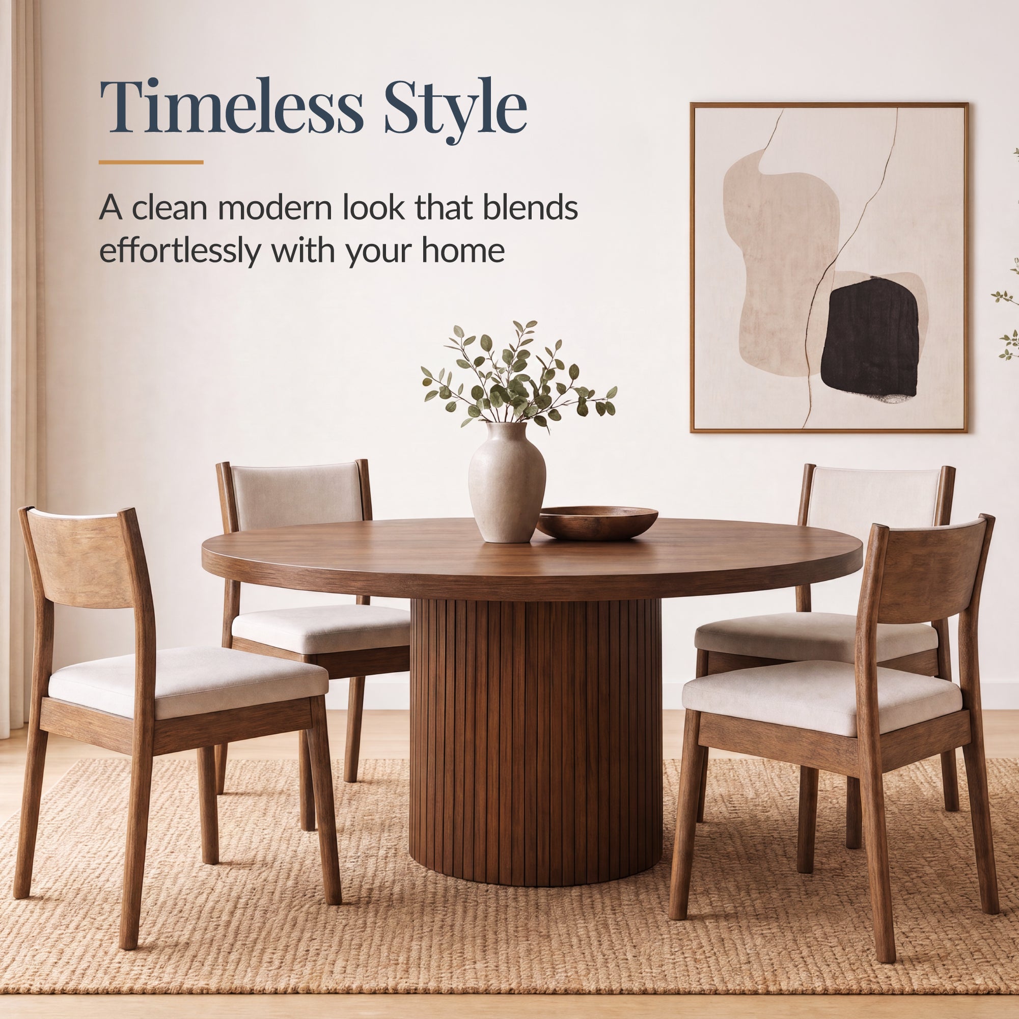 Dining Chairs Set of 2, Modern Solid Wood & Upholstered Dining Chairs