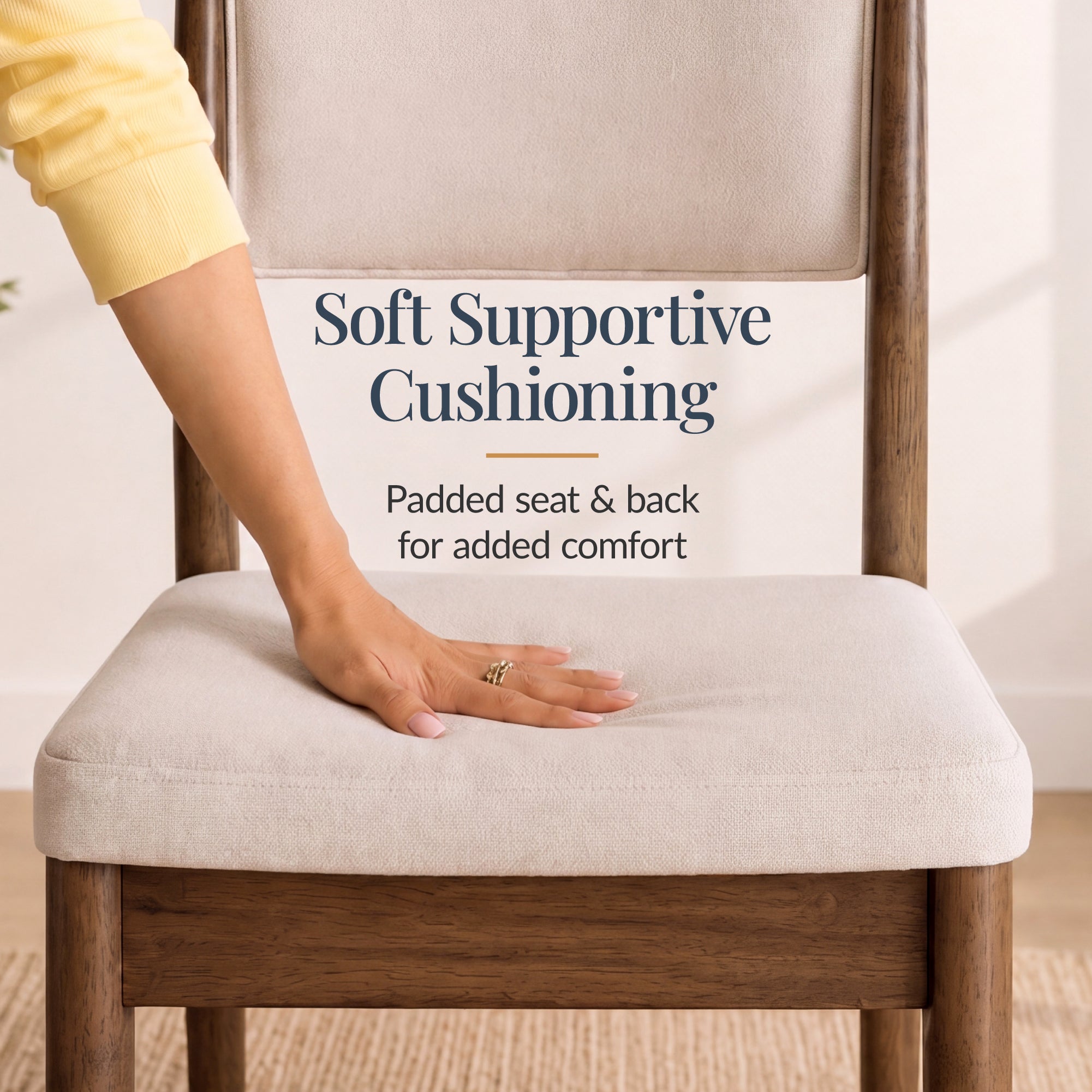 Dining Chairs Set of 2, Modern Solid Wood & Upholstered Dining Chairs
