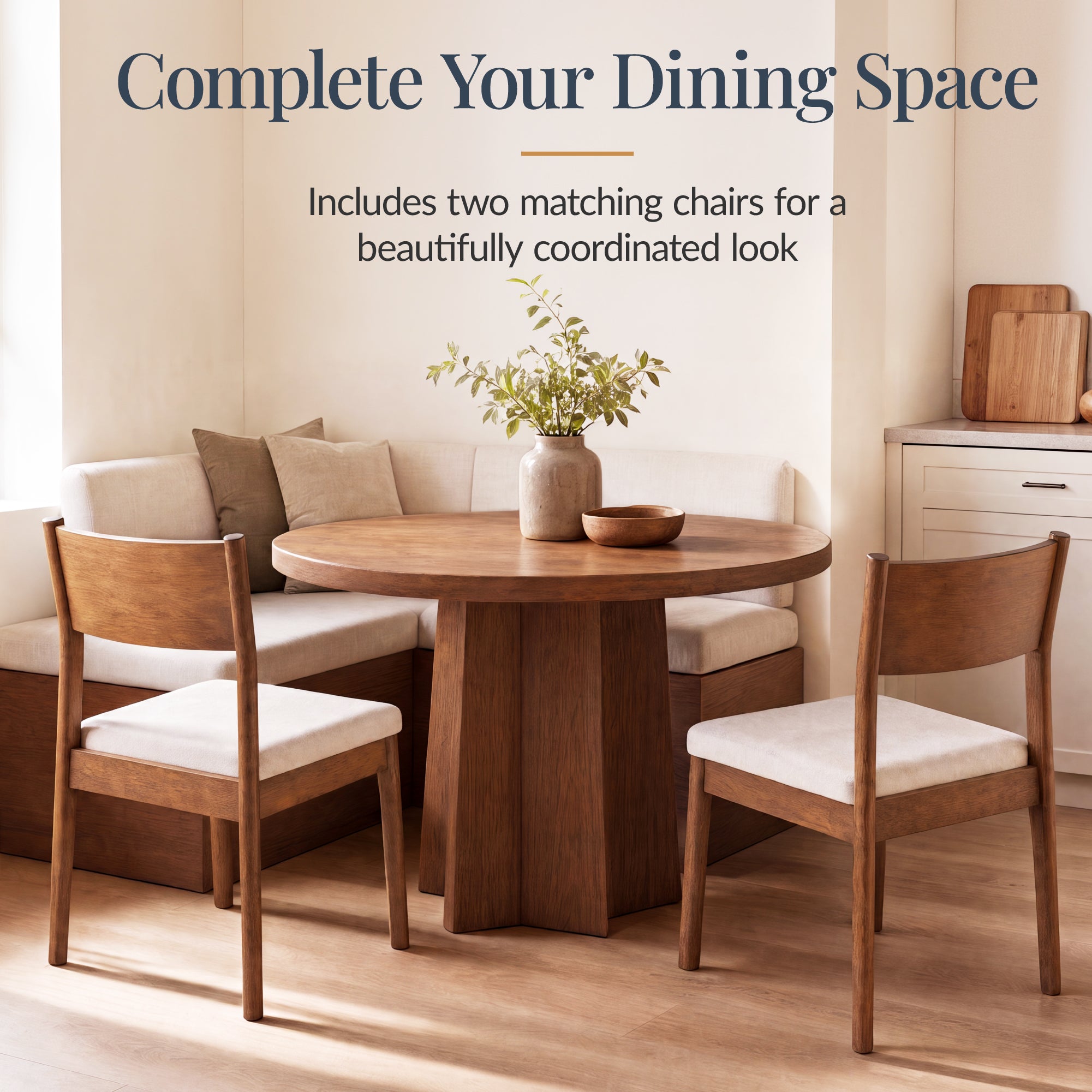 Dining Chairs Set of 2, Modern Solid Wood & Upholstered Dining Chairs