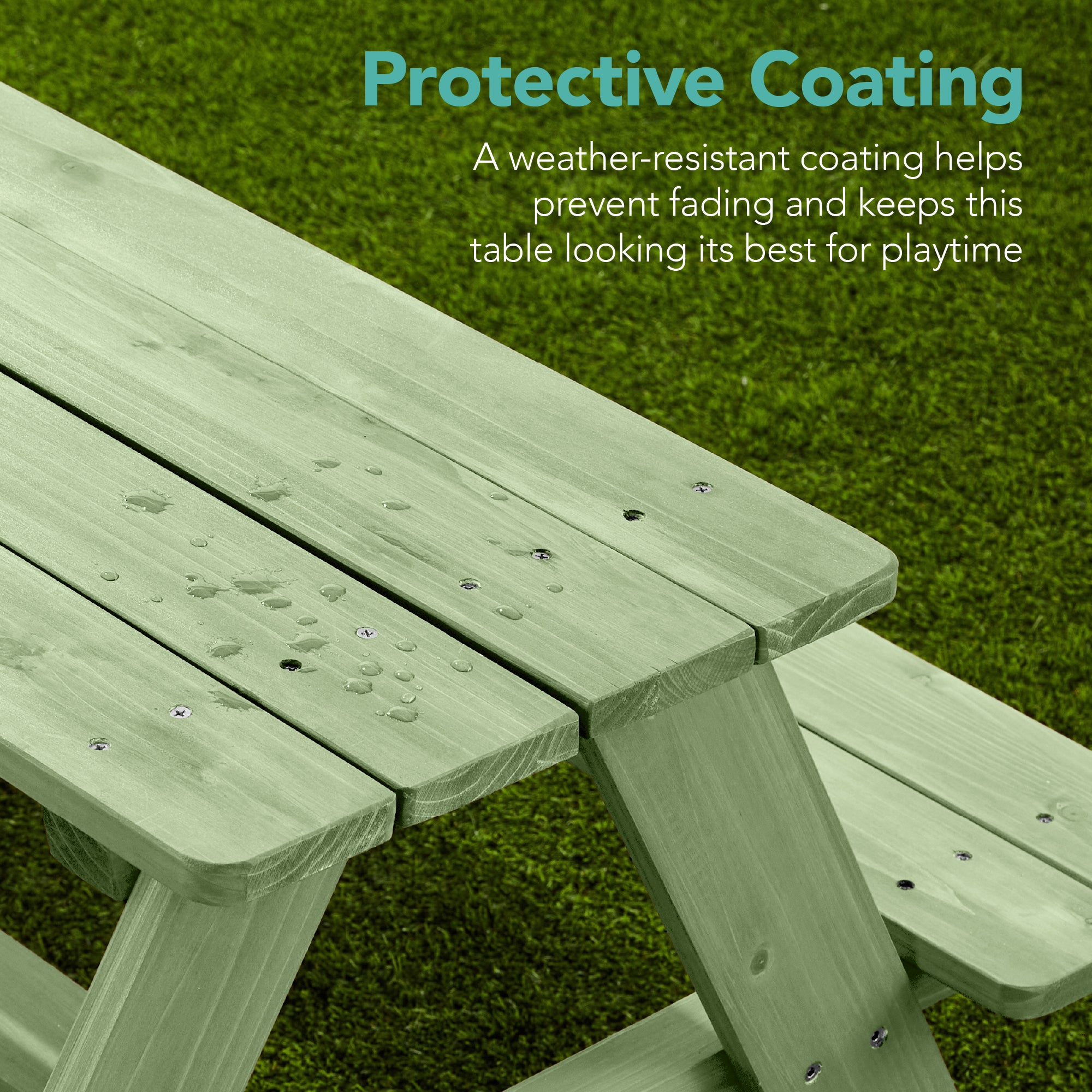 Kids Wooden Outdoor Picnic Table w/ Adjustable Umbrella, Built-In Seats