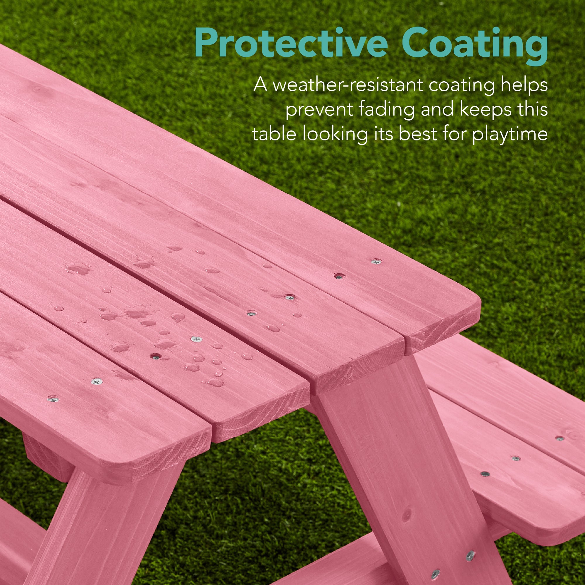 Kids Wooden Outdoor Picnic Table w/ Adjustable Umbrella, Built-In Seats
