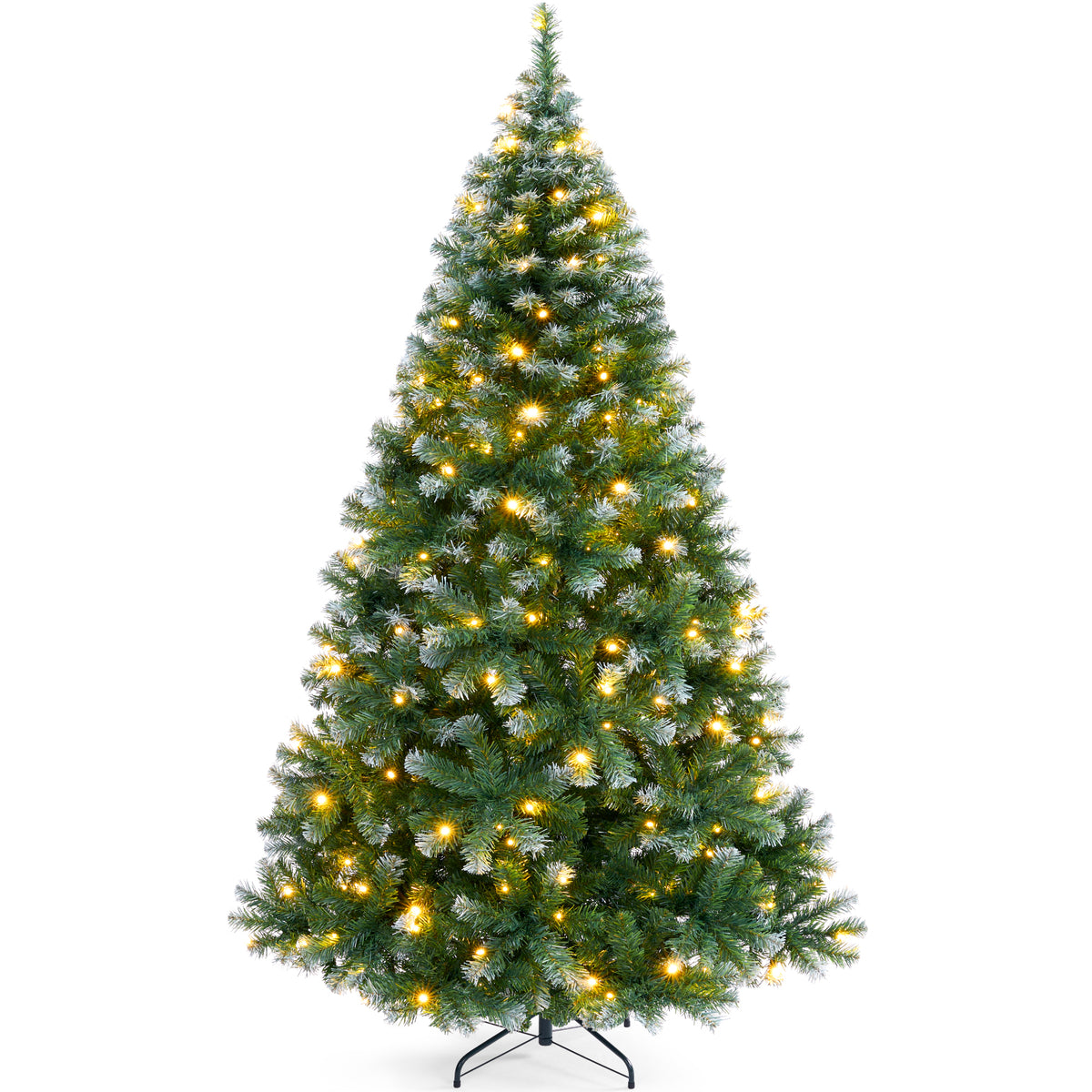 Pre-Lit Christmas Tree Frosted Artificial, White Lights, Frosted Green