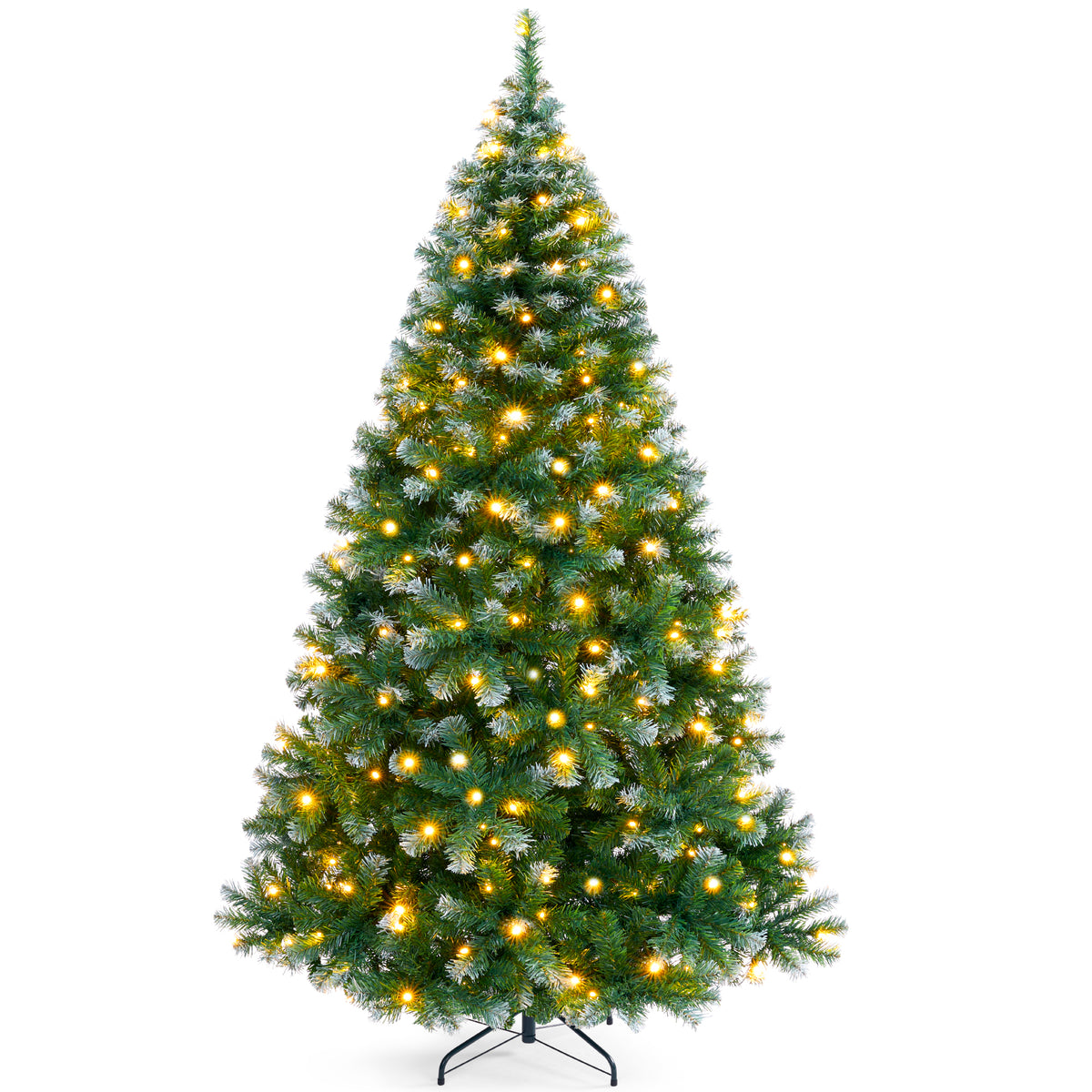 Pre-Lit Christmas Tree Frosted Artificial, White Lights, Frosted Green